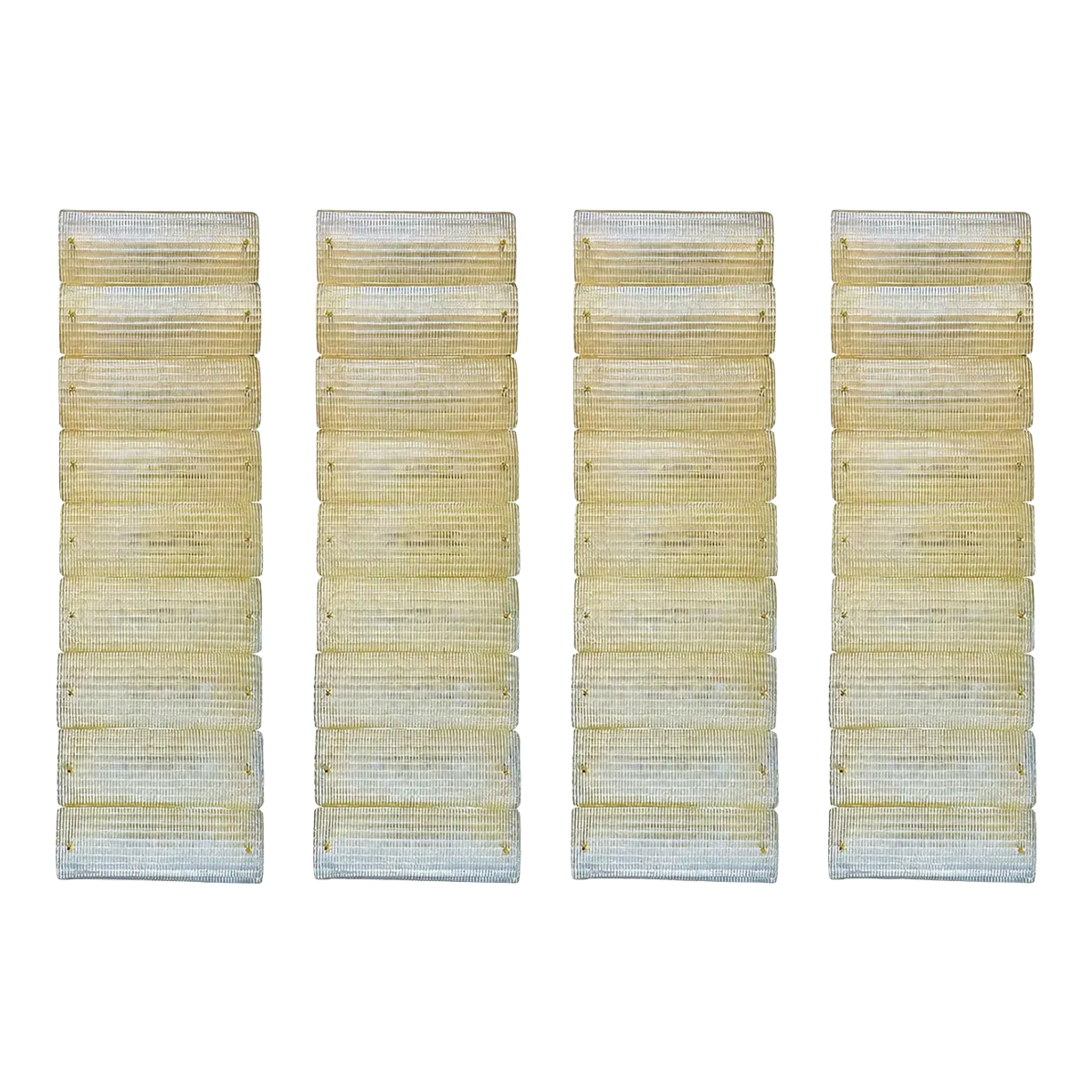 Contemporary Italian Luxury Brass Wall Sconce In Diamanted Murano Glass Flush Mount – Lot Of 4 Pieces.