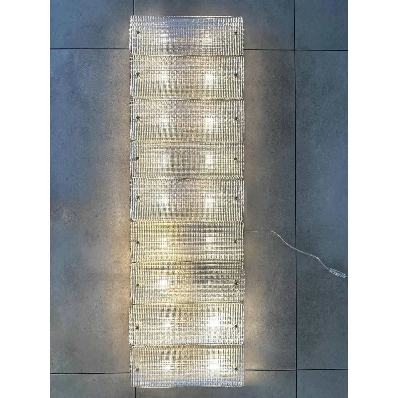 Contemporary Italian Luxury Brass Wall Sconce In Diamanted Murano Glass Flush Mount – Lot Of 4 Pieces. photo 24395.0