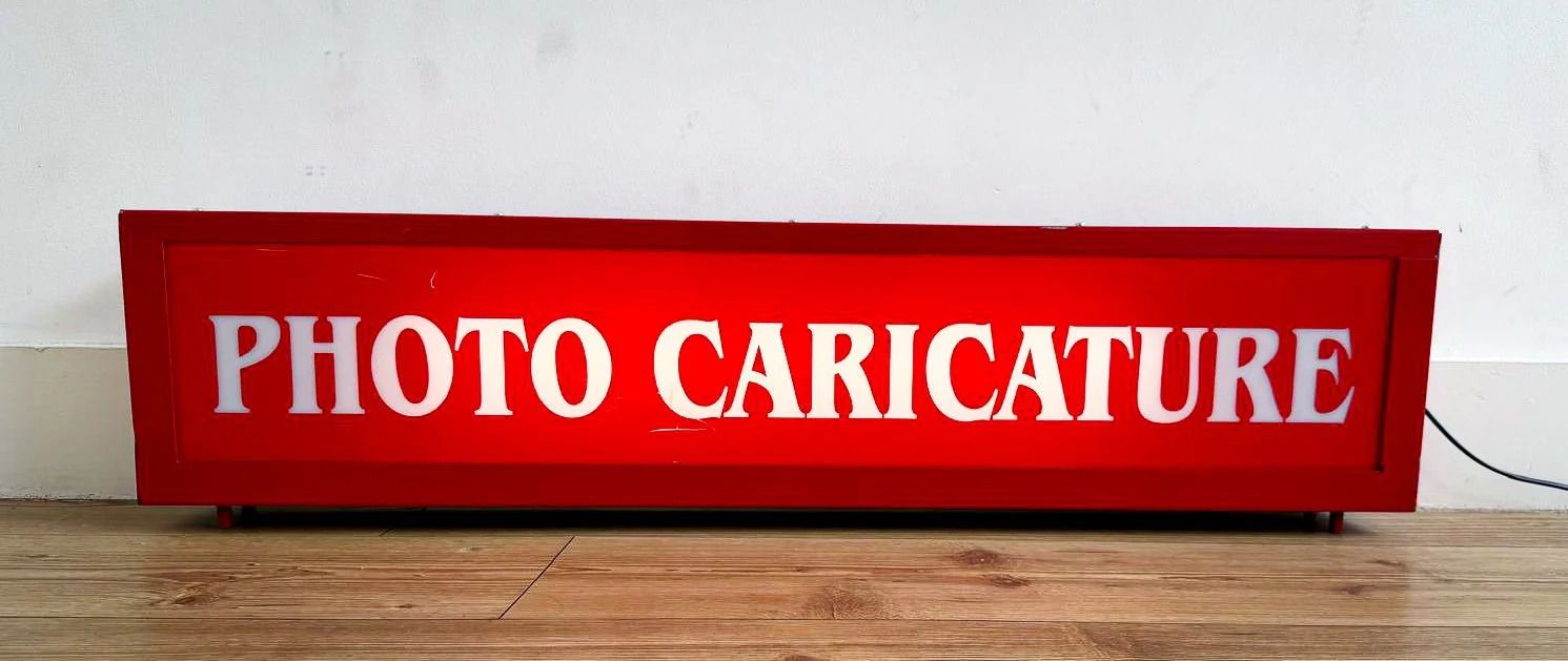 Vintage Illuminated Fairground Photo Caricature Light Box Sign.