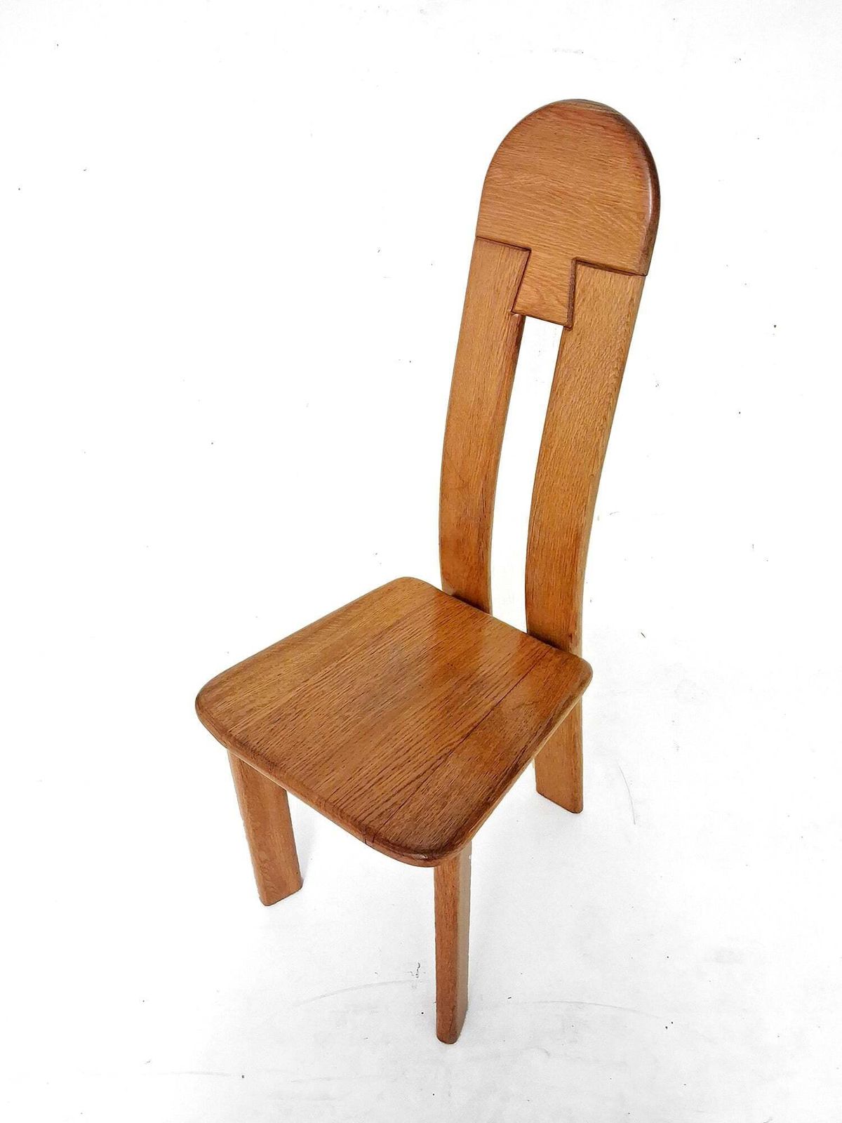 photo vintage 6 X De Puydt Rapsodie Oak Brutalist Dining Chair From The 1970s.