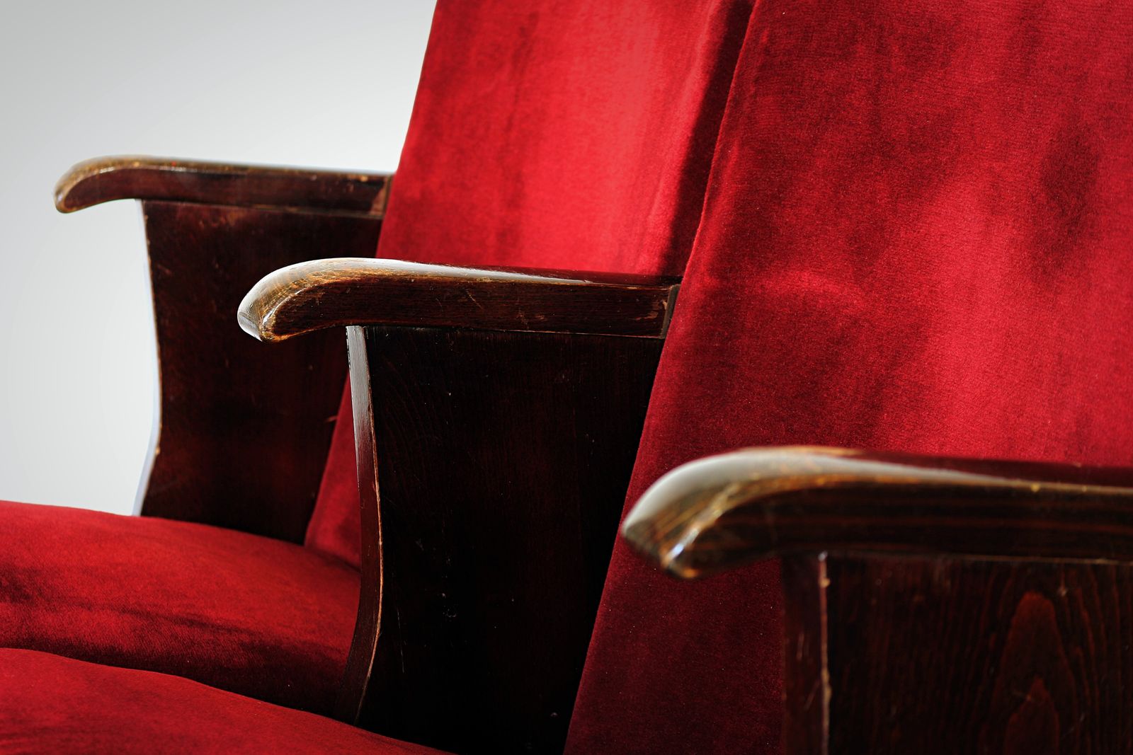 Vintage Folding Cinema Seats 1950 Row Of 2 photo for sale