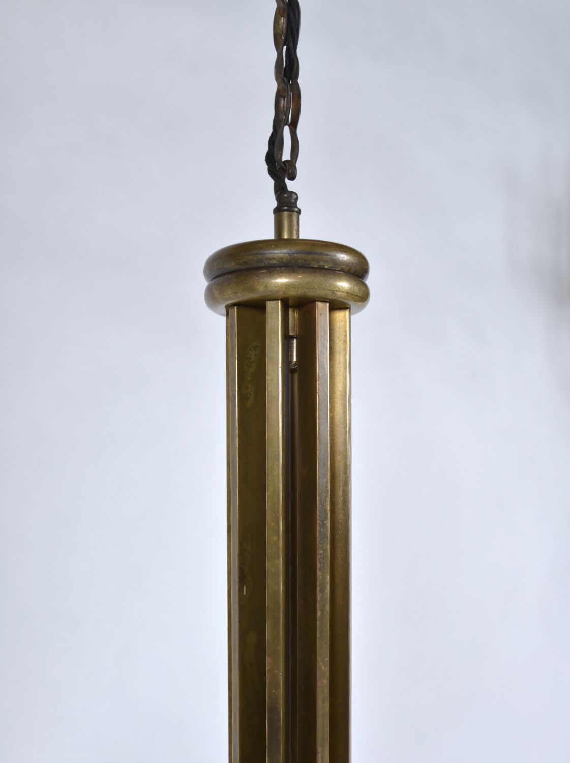 Large 1950s 1960s Italian Midcentury Brass Glass 8 Arm Chandelier Light photo vintage