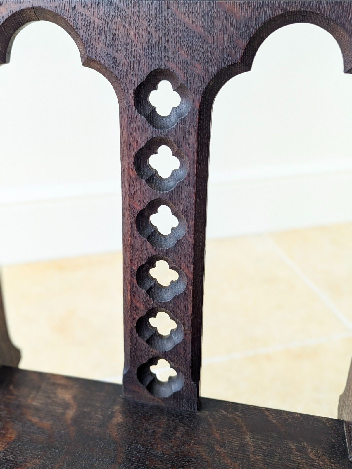photo buy Antique Edwardian Gothic Revival Oak Church Chairs C.1911