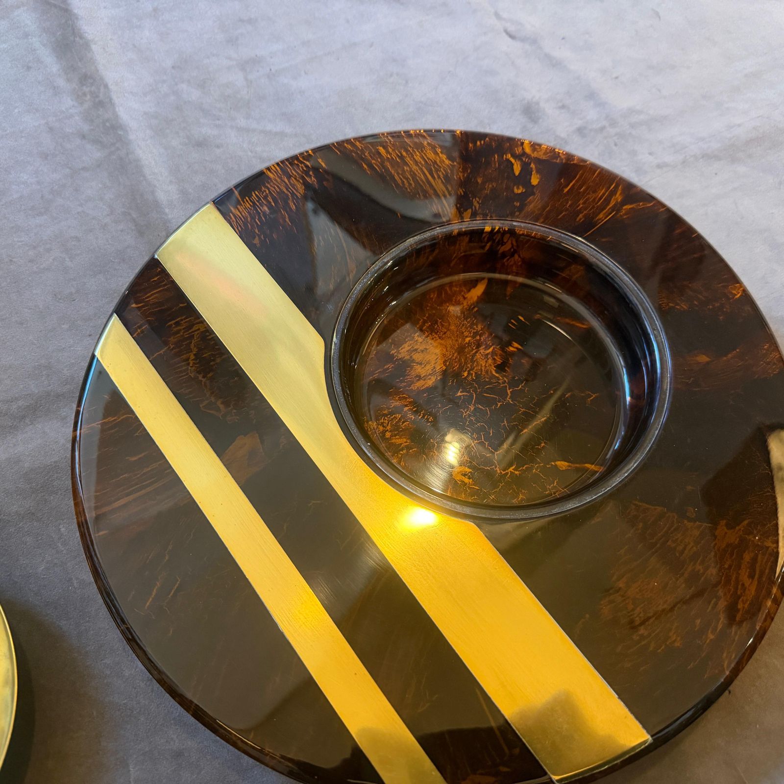 1970s Dior Home Style Mid Century Modern Faux Tortoiseshell Lucite Centerpiece photo 973.0