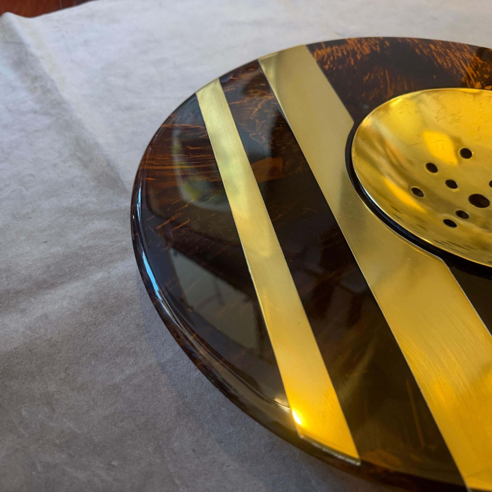 photo furniture 1970s Dior Home Style Mid Century Modern Faux Tortoiseshell Lucite Centerpiece