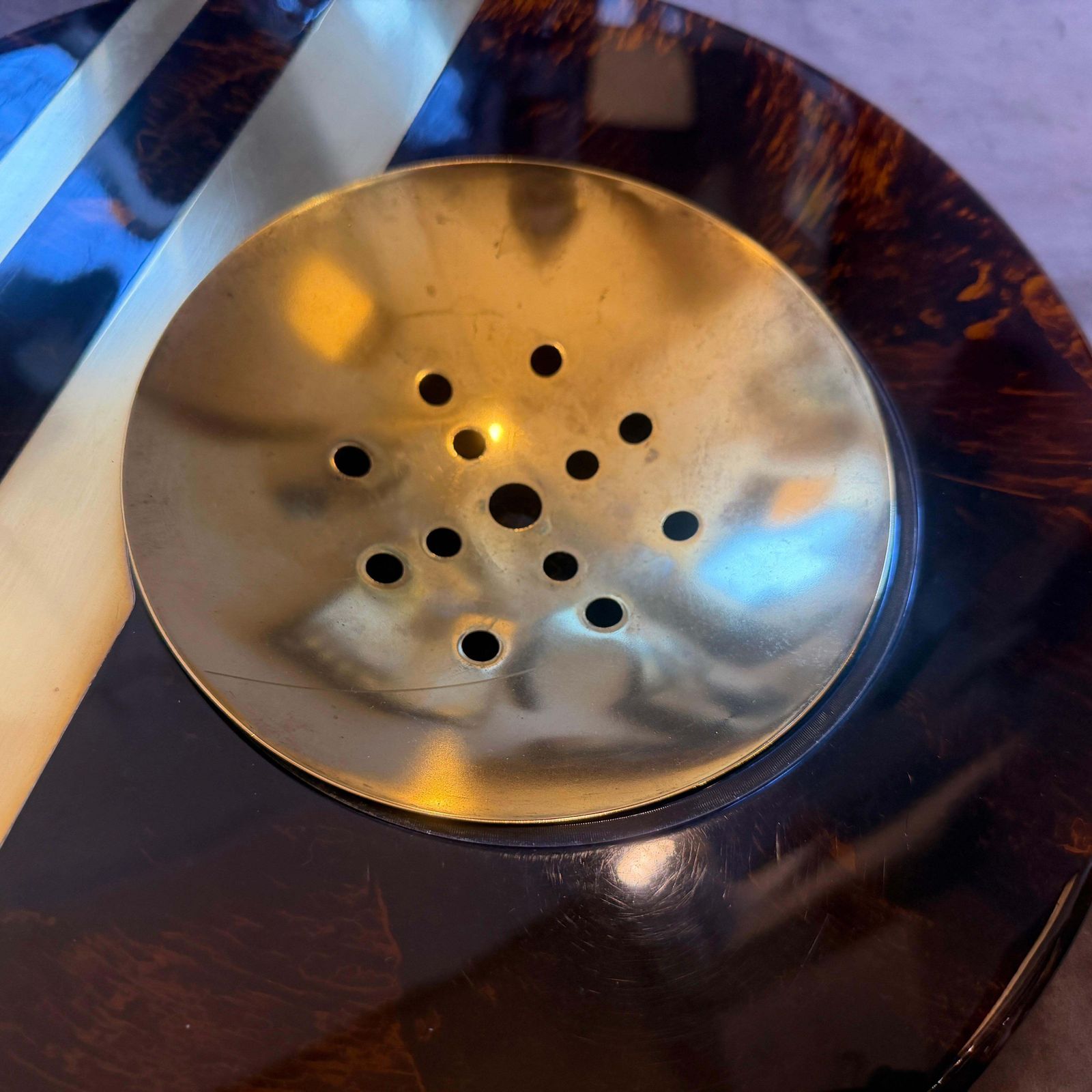 Home Decor 1970s Dior Home Style Mid Century Modern Faux Tortoiseshell Lucite Centerpiece photo
