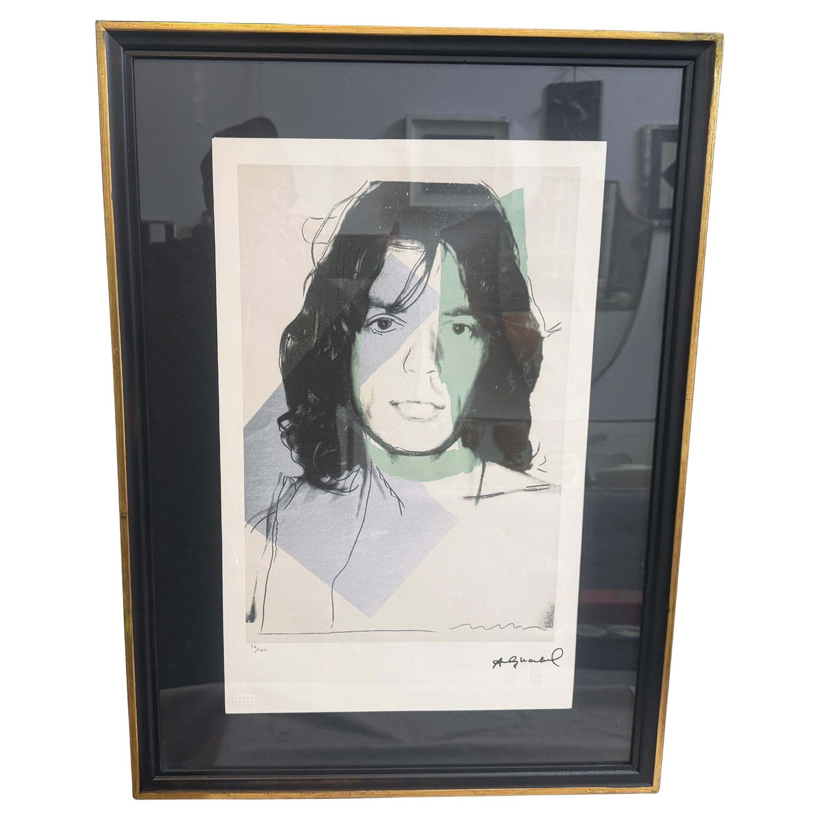 A 21st Century Framed Pop Art Mick Jagger 56/100 Lithograph By Andy Warhol