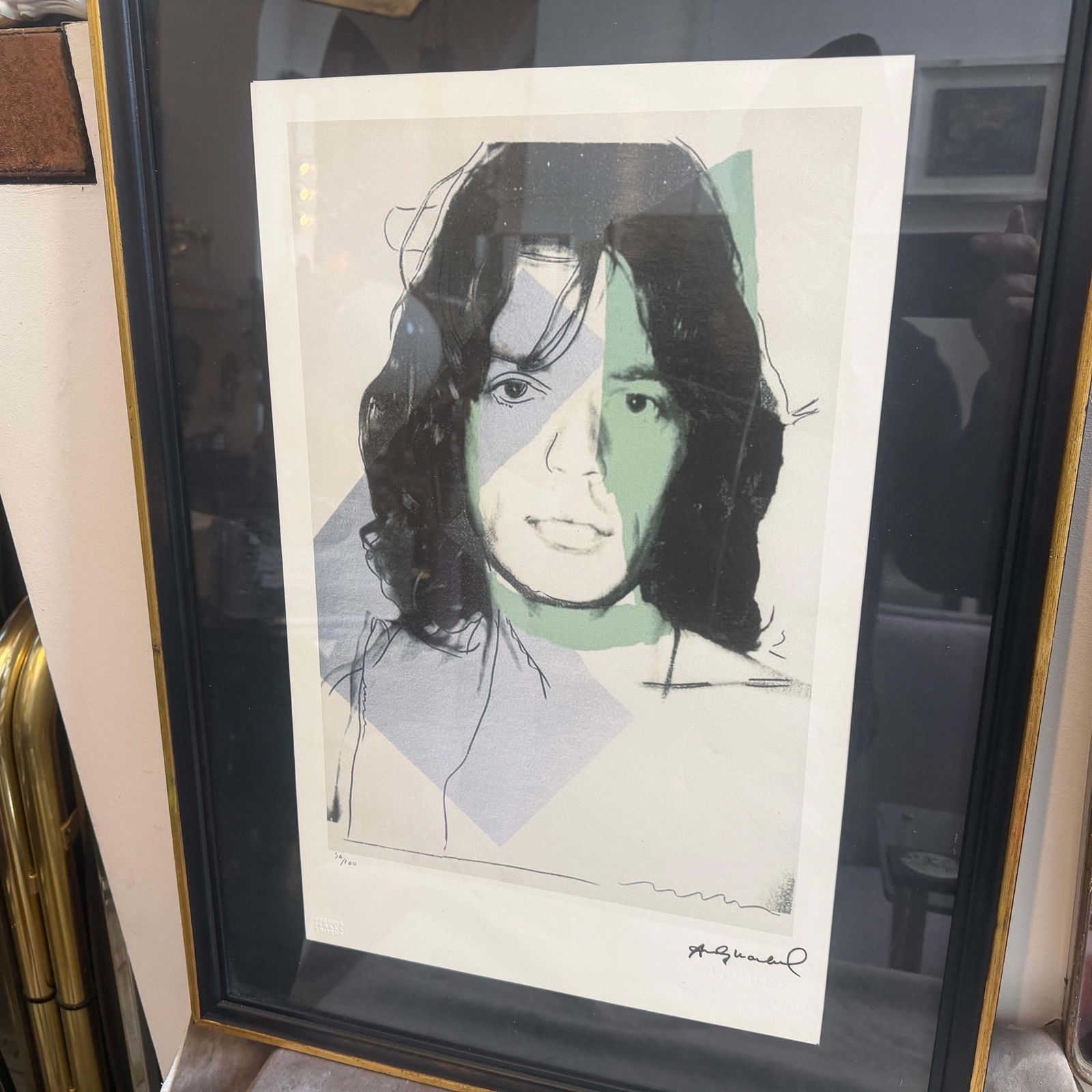 A 21st Century Framed Pop Art Mick Jagger 56/100 Lithograph By Andy Warhol photo vinterior