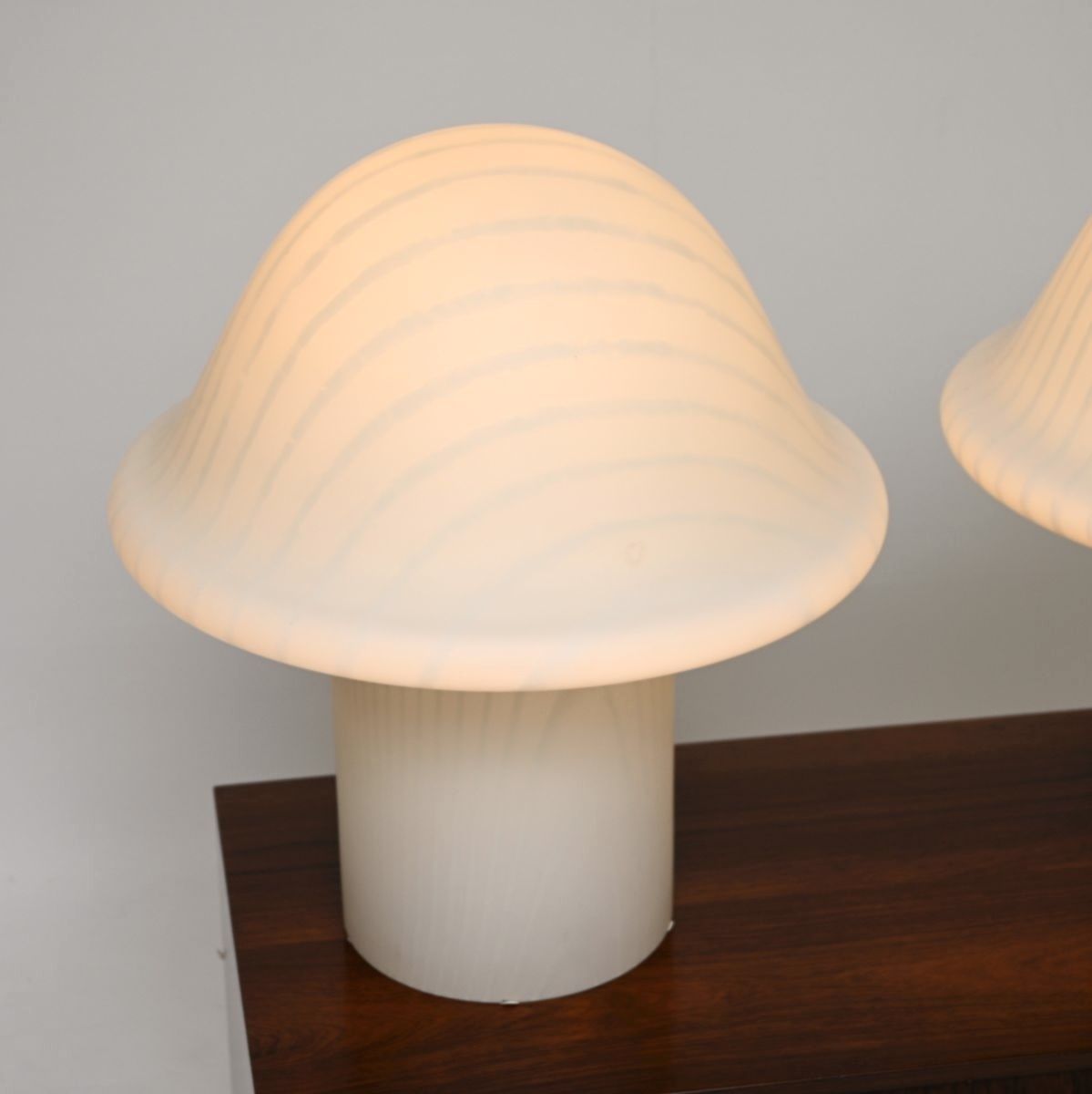 Pair Of Large Vintage Murano Glass Mushroom Lamps photo vinterior