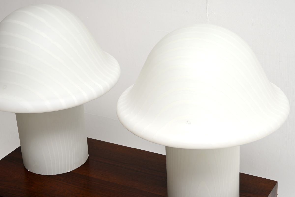 Pair Of Large Vintage Murano Glass Mushroom Lamps photo buy