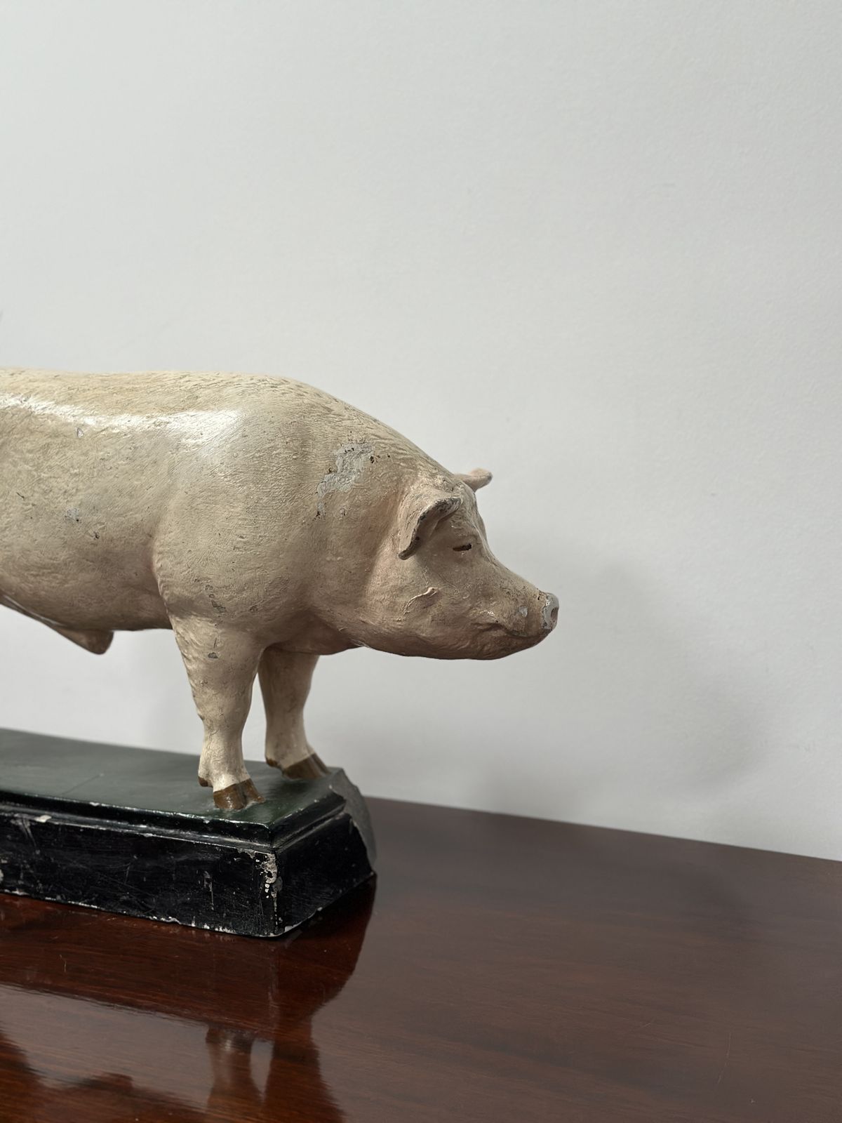Pair Vintage Painted Plaster Model Pig Animal Sculptures By Ministry Of Agriculture photo Art