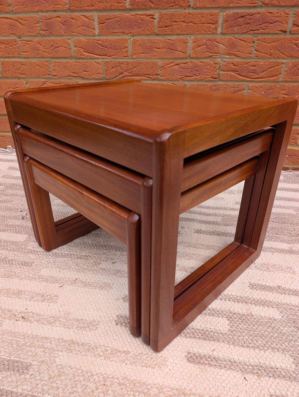 Mid Century Vintage Nest Of 3 Teak Tables By Sunelm, Dating From The 1970s. photo furniture