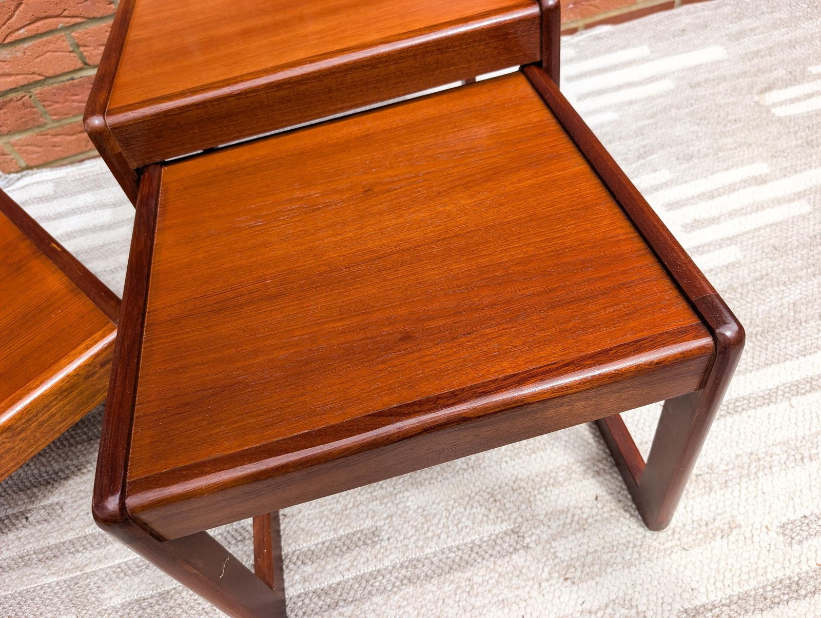 Mid Century Vintage Nest Of 3 Teak Tables By Sunelm, Dating From The 1970s. photo Furniture