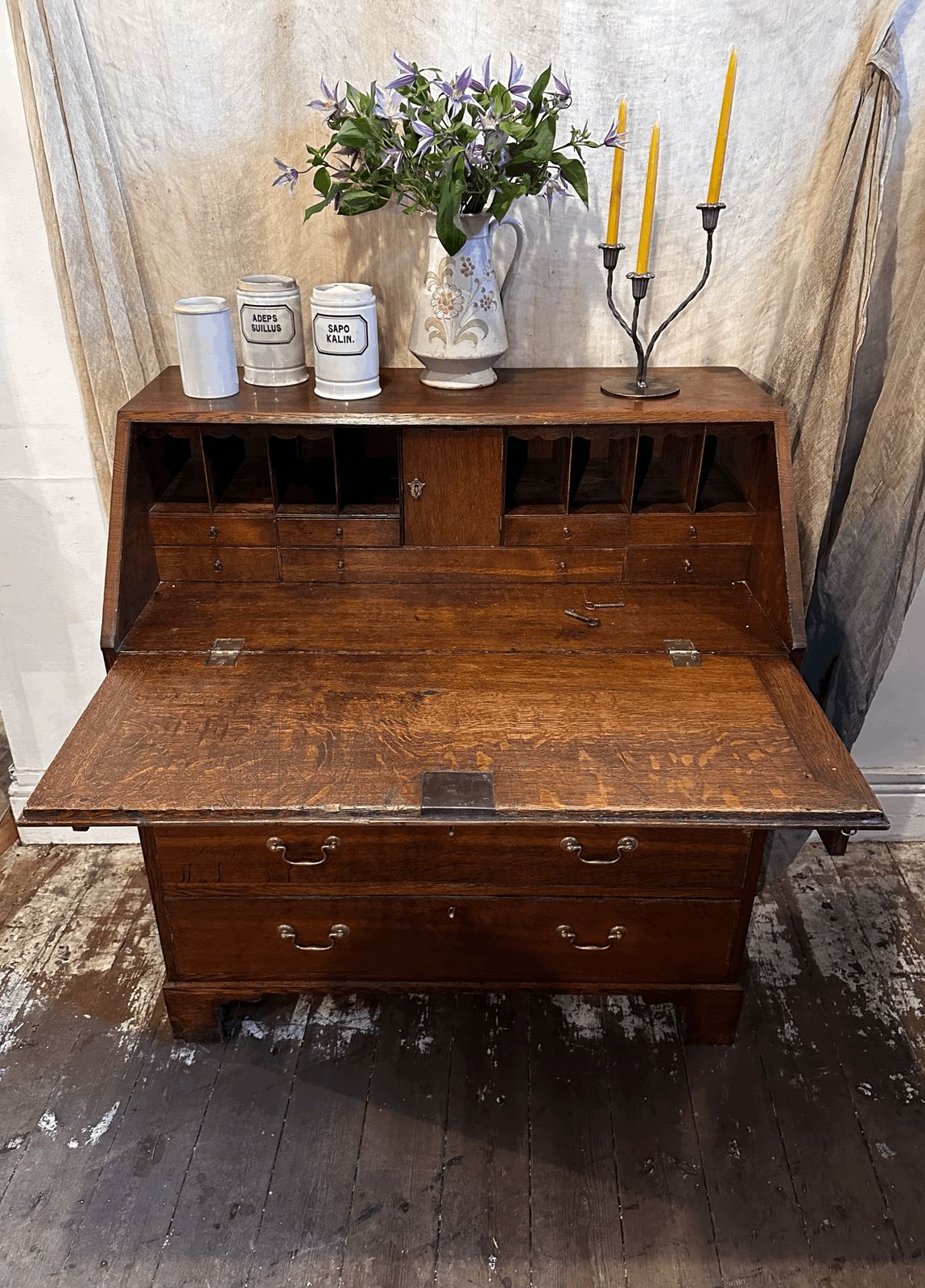 English Oak Georgian Bureau C1820 photo for sale