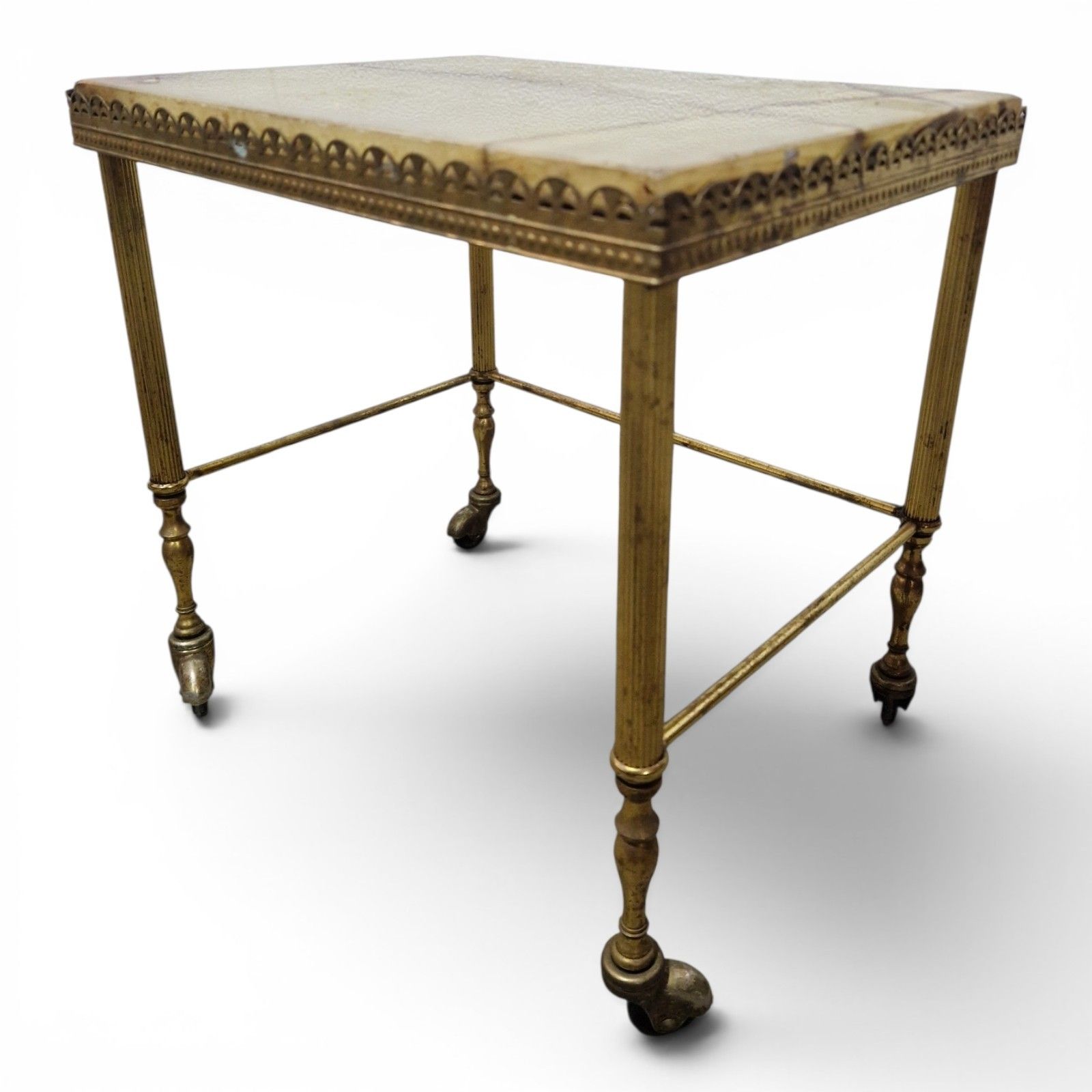 Furniture Vintage Onyx Nesting Tables Brass Side Tables Set Of 3 Tables Marble Top photo