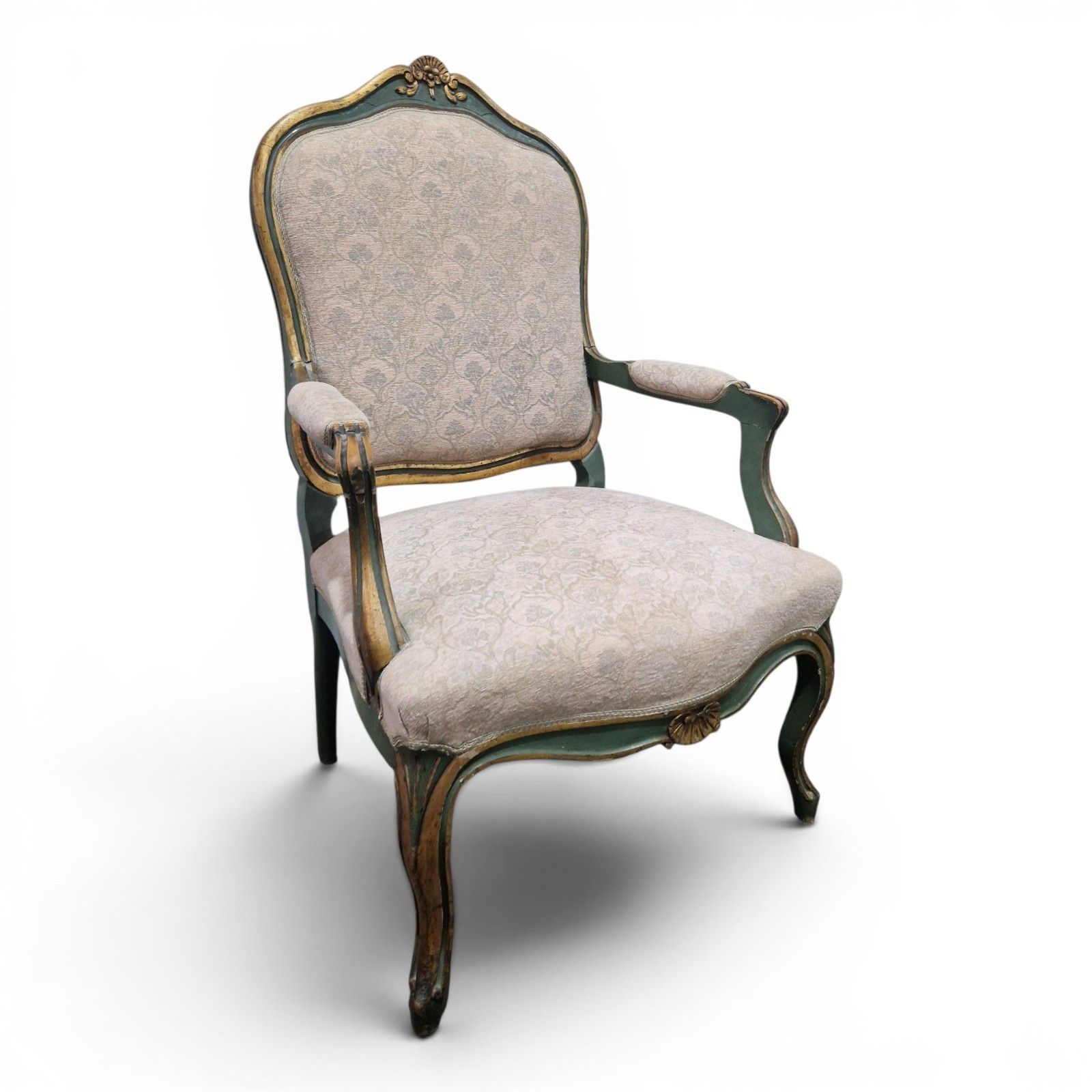 French Painted Armchair Louis XV Style Accent Bedroom Chair Large Size