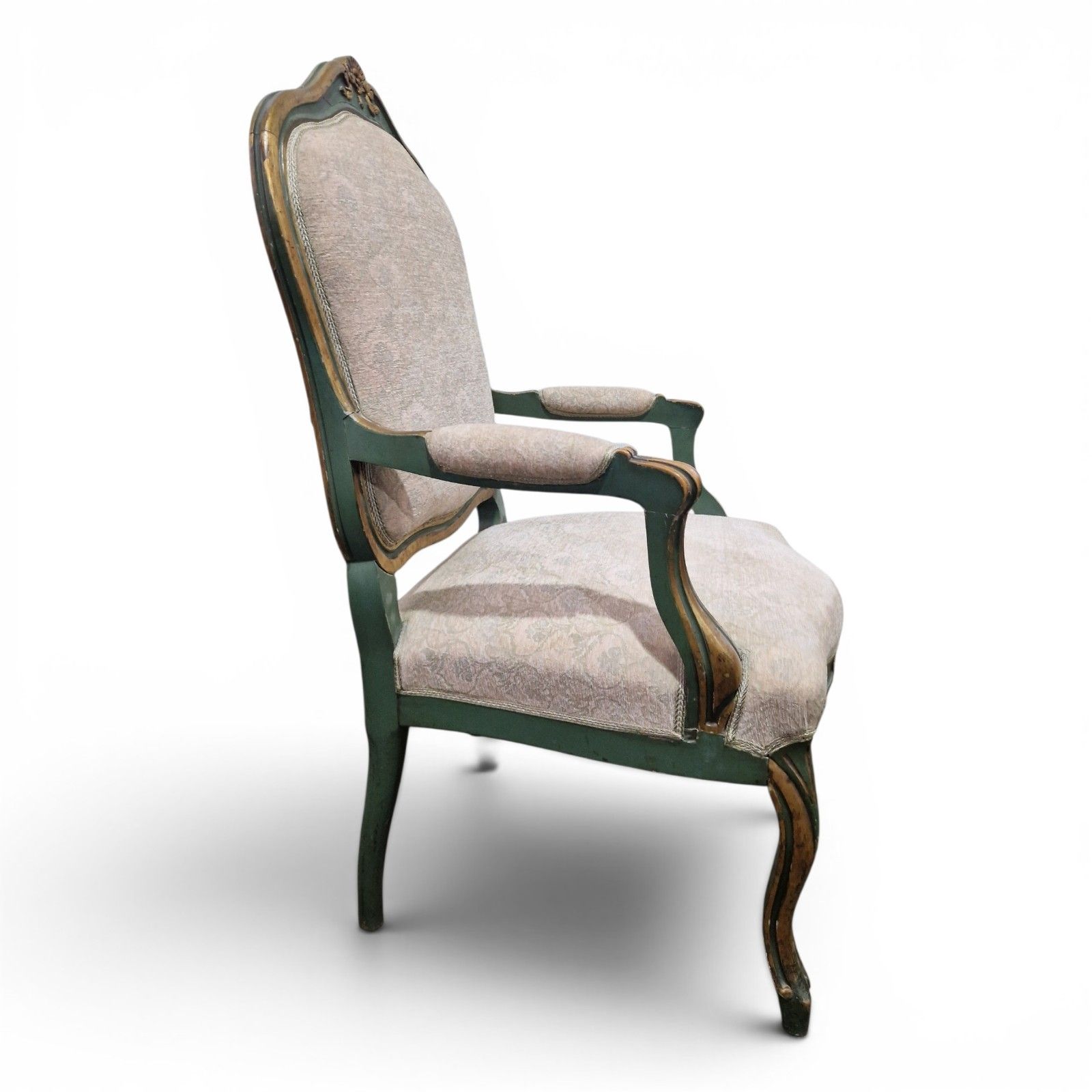 175.0 French Painted Armchair Louis XV Style Accent Bedroom Chair Large Size photo