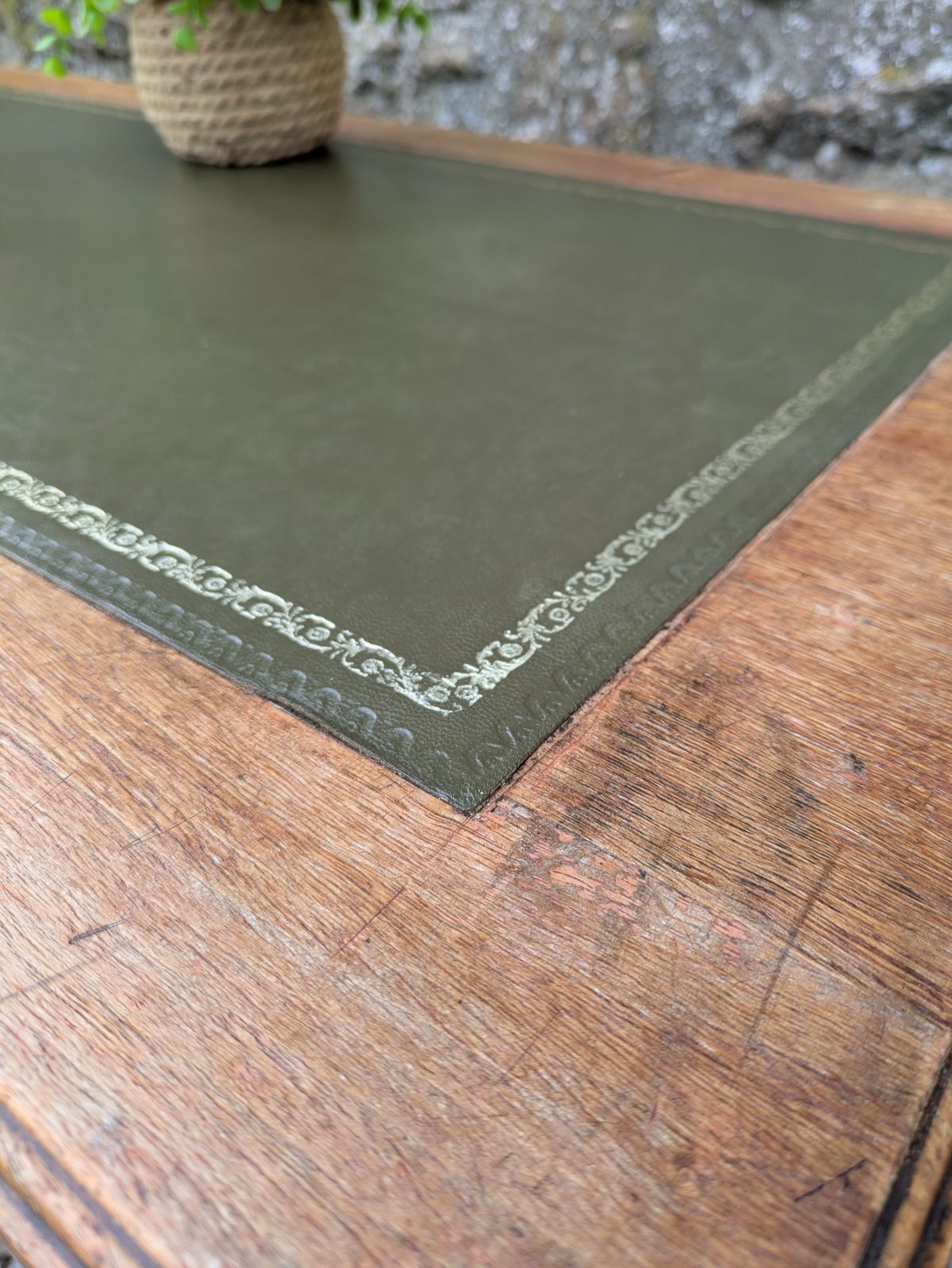 Antique Green Leather Top Writing Desk photo Furniture