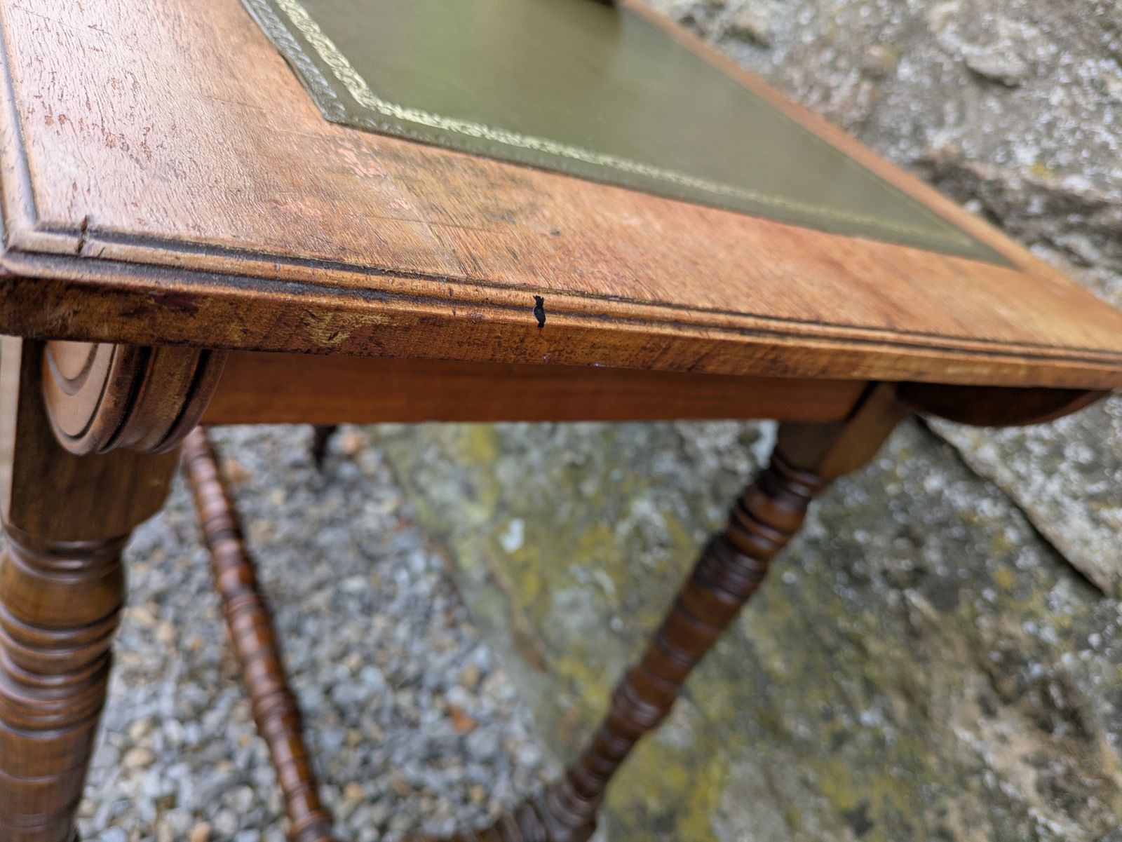 Antique Green Leather Top Writing Desk photo buy