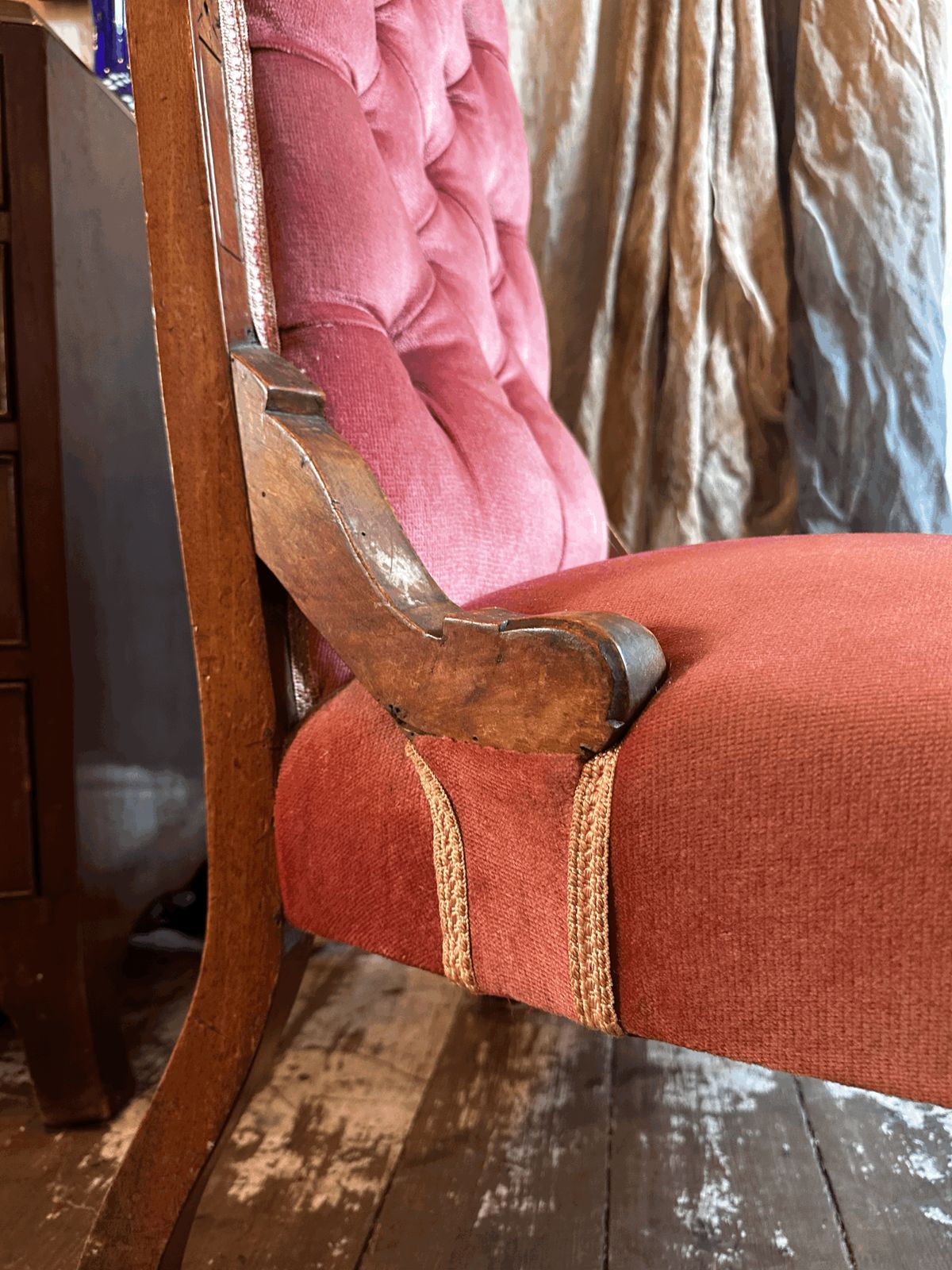Pink Velvet Chair C1910, 1910s photo buy
