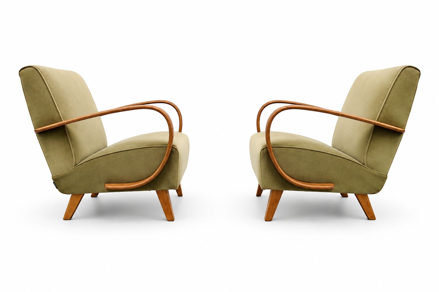 1930 Jindrich Halabala Bentwood Armchair In Pale Green Velvet photo for sale