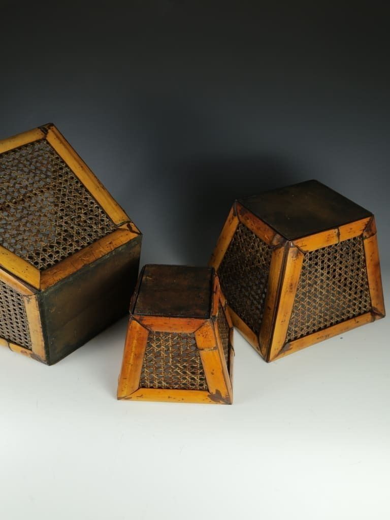 Elegant Antique Bamboo And Cane Planters (Set Of 3) photo buy
