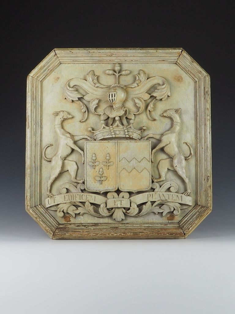 Exquisite Hand Carved Coat Of Arms C.1850 Signed
