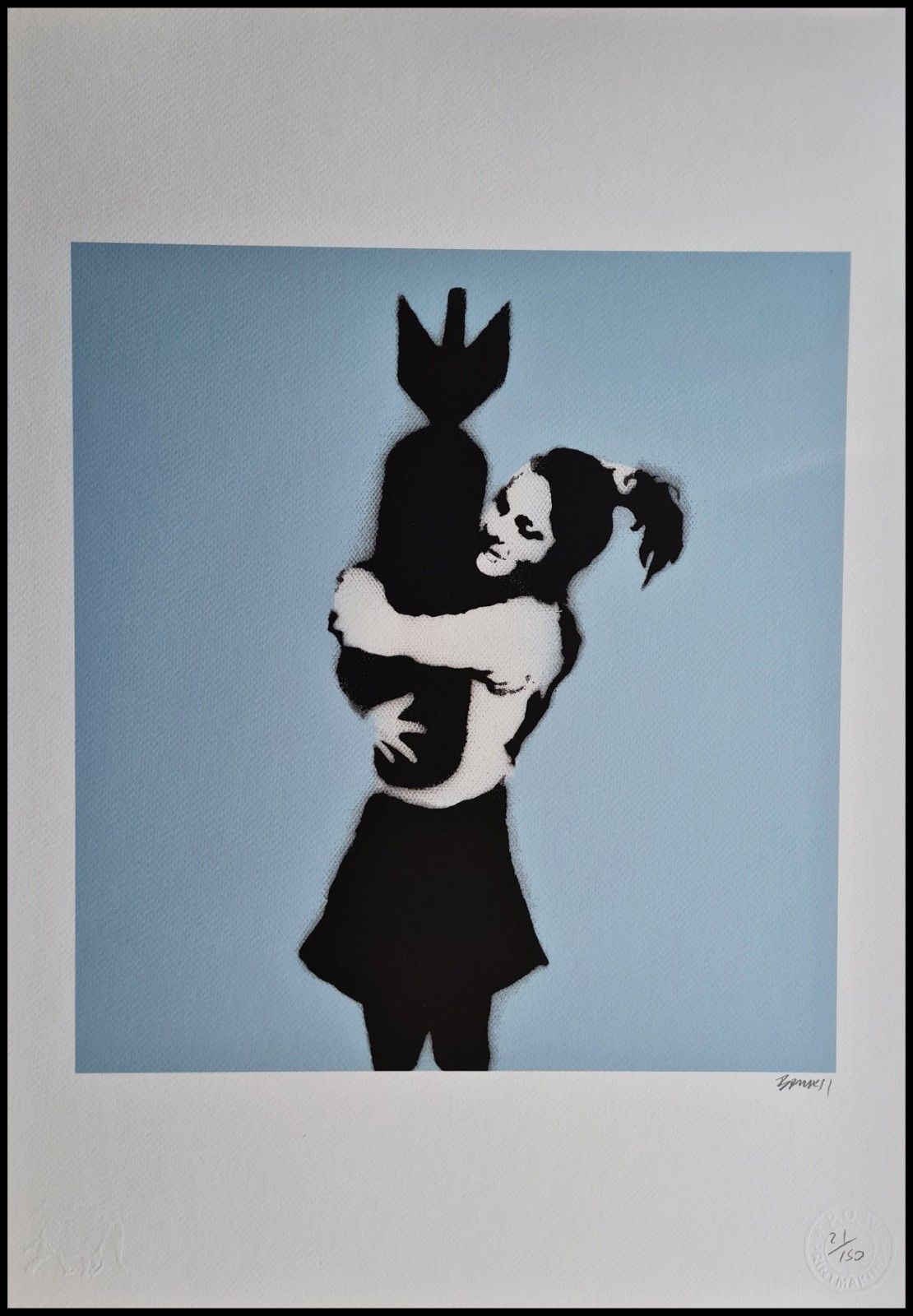 Banksy * Bomb Hugger * 50 X 35 Cm * Lithografie * Kunstdruck *Limitiert # 21/150