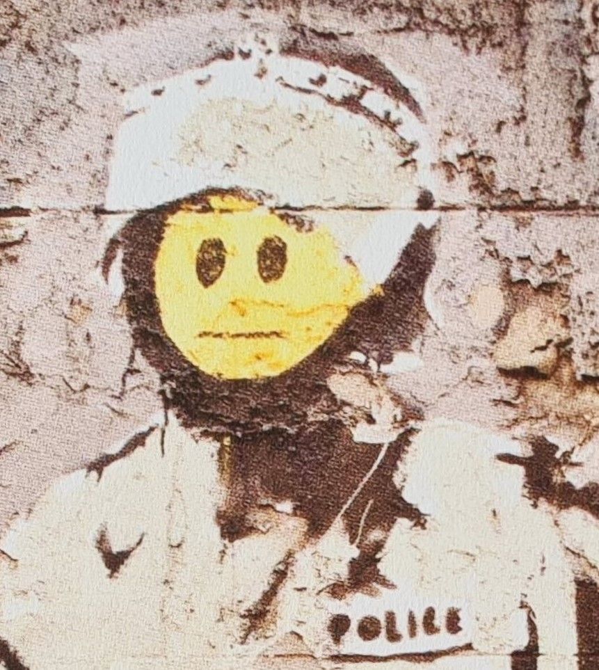 Banksy * Smiley Riot Cop * 65 X 50 Cm *Lithografie*Kunstdruck*Limitiert # 52/500 photo Art