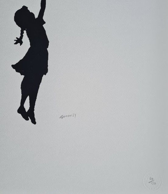 Banksy Flying Balloon Girl 70 X 50 Cm Litografia Limitata #50/150 photo vinterior