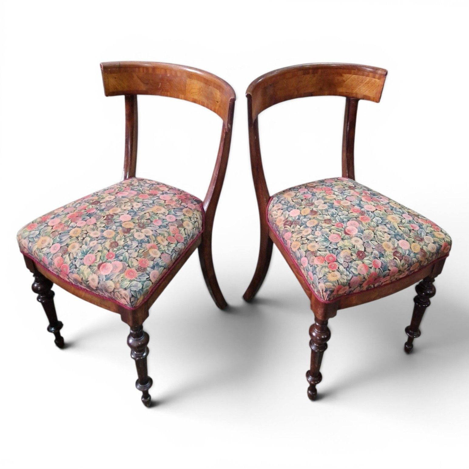 photo vinterior Antique Victorian Bow Back Mahogany Dining Bedroom Occasional Chair 1 Of Pair