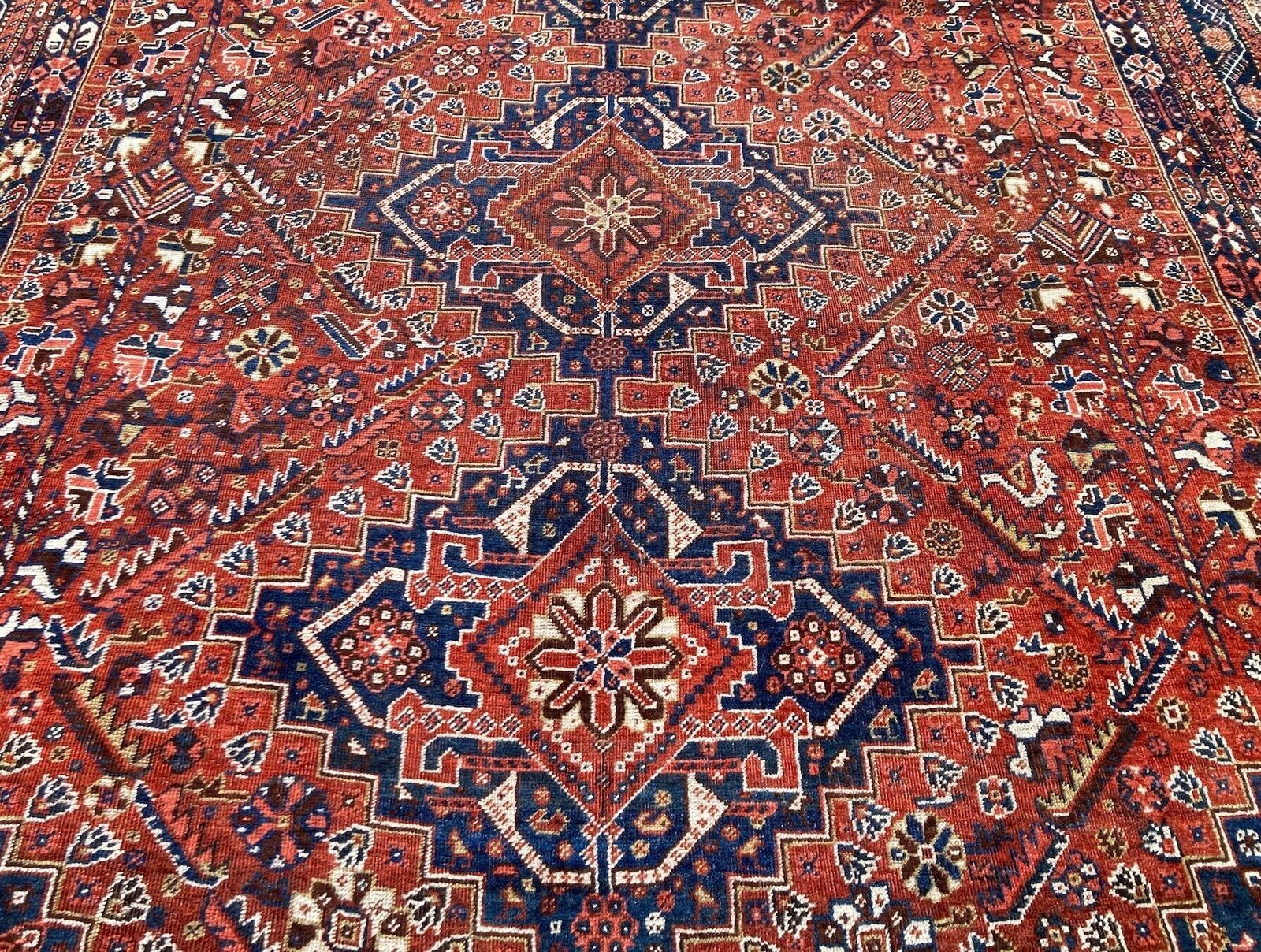 Antiek Qashqai Tapijt 3,35m x 2,35m photo vintage