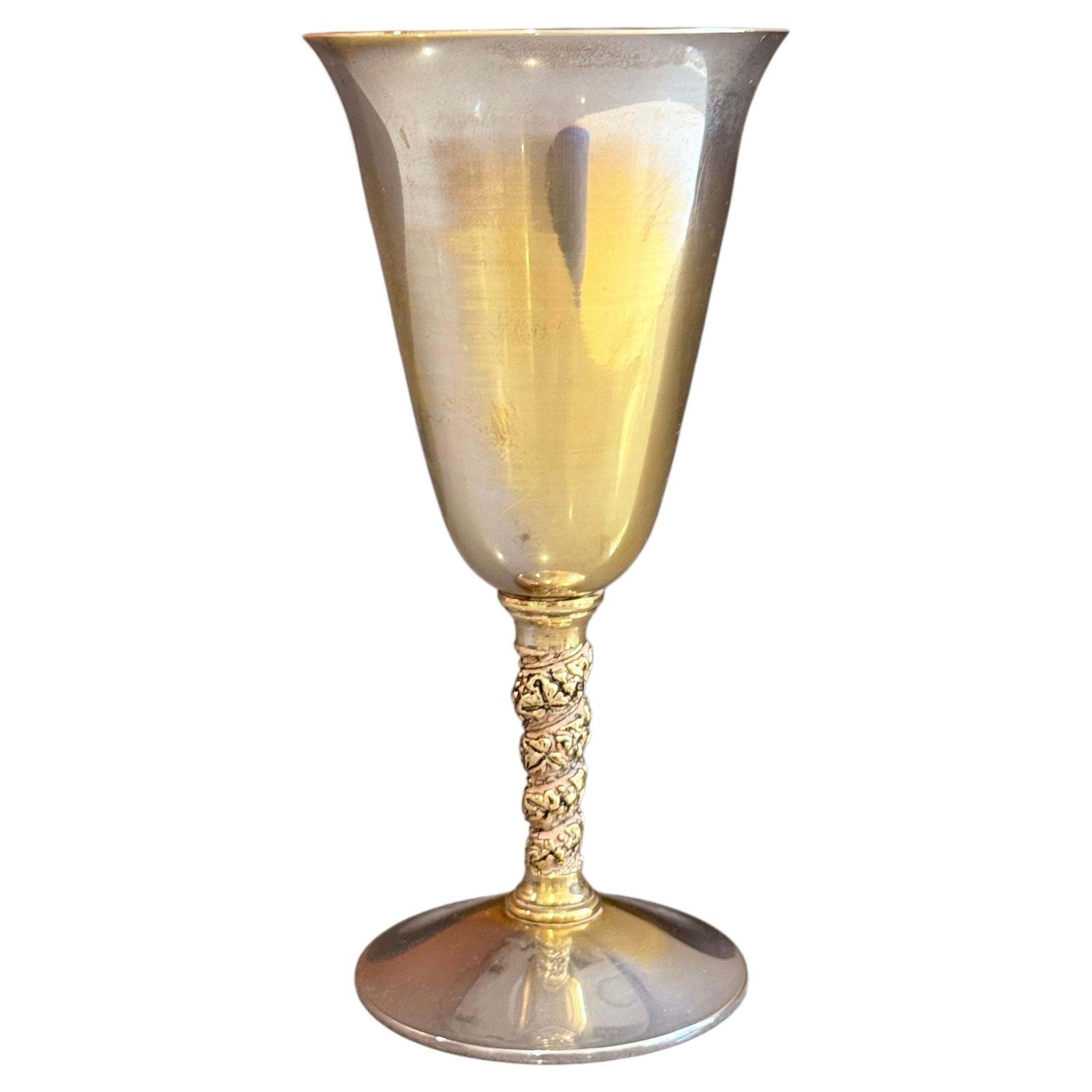 Vintage Falstaff Silver Plated Wine Glass Goblet, Made In Spain, Ornate Stem Cup