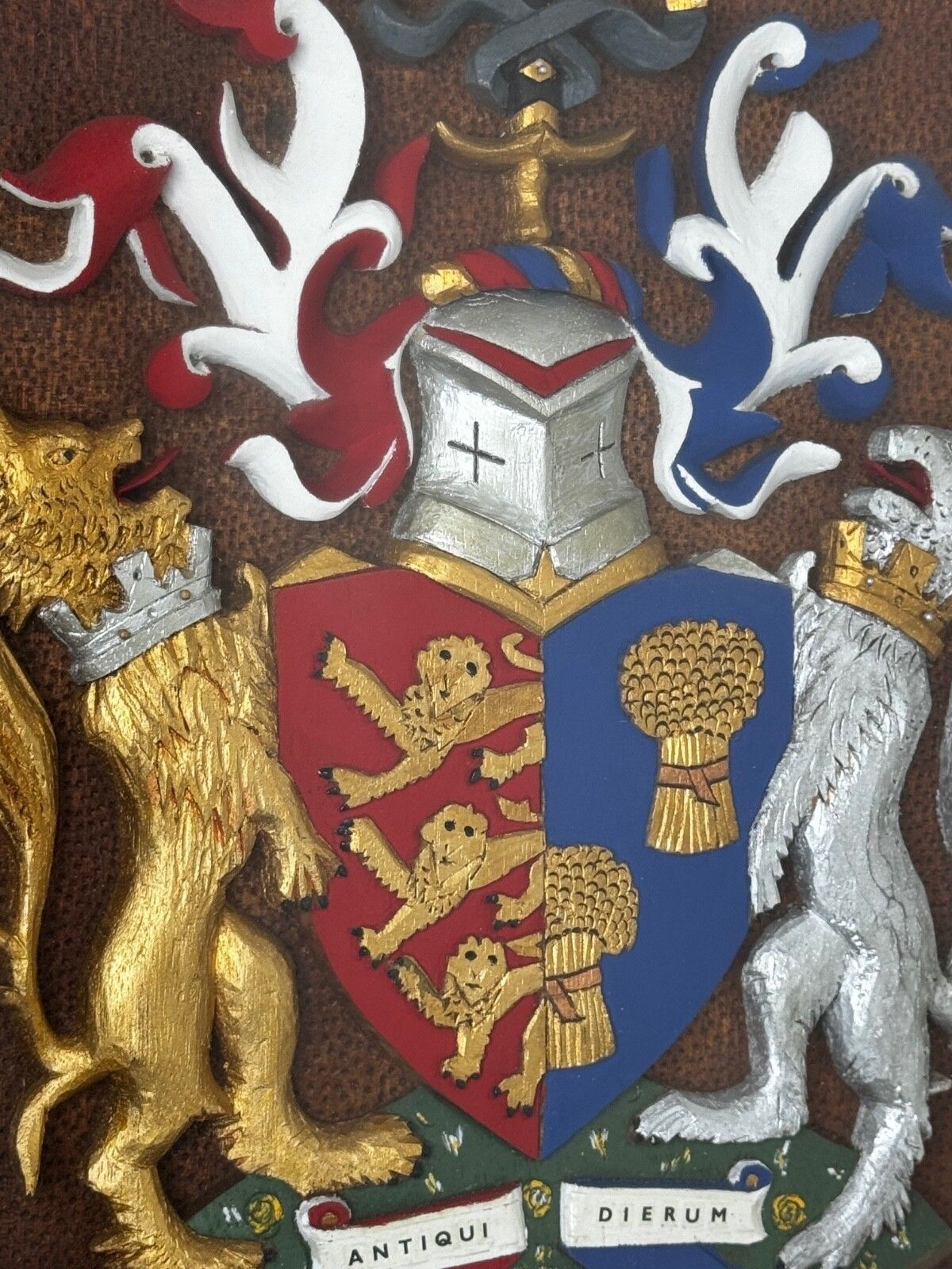 Heraldic Armorial Shire Coat Arms Of Chester Plaster Wall Sculpture In Case photo furniture