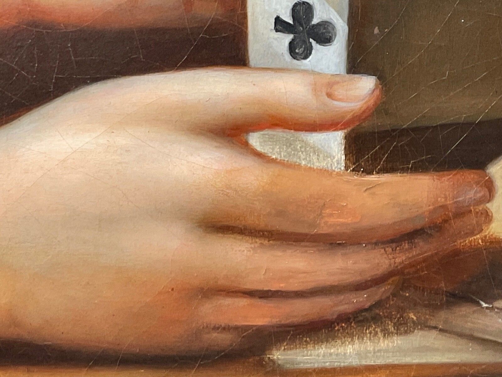 Large British Early Victorian Oil Painting Girl Playing House Of Cards photo buy