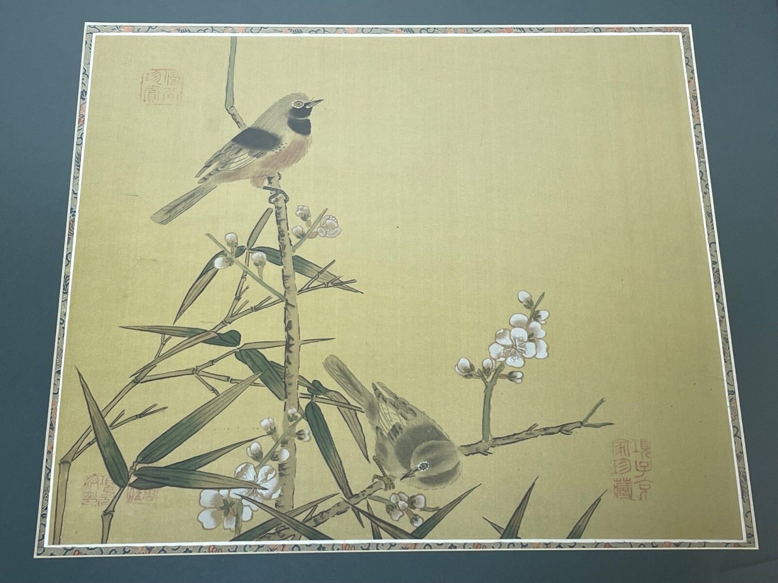 Chinese Painting 2 Wild Birds Plum Blossom Eyes After Zhao Ji (趙佶, 1082–1135) photo for sale