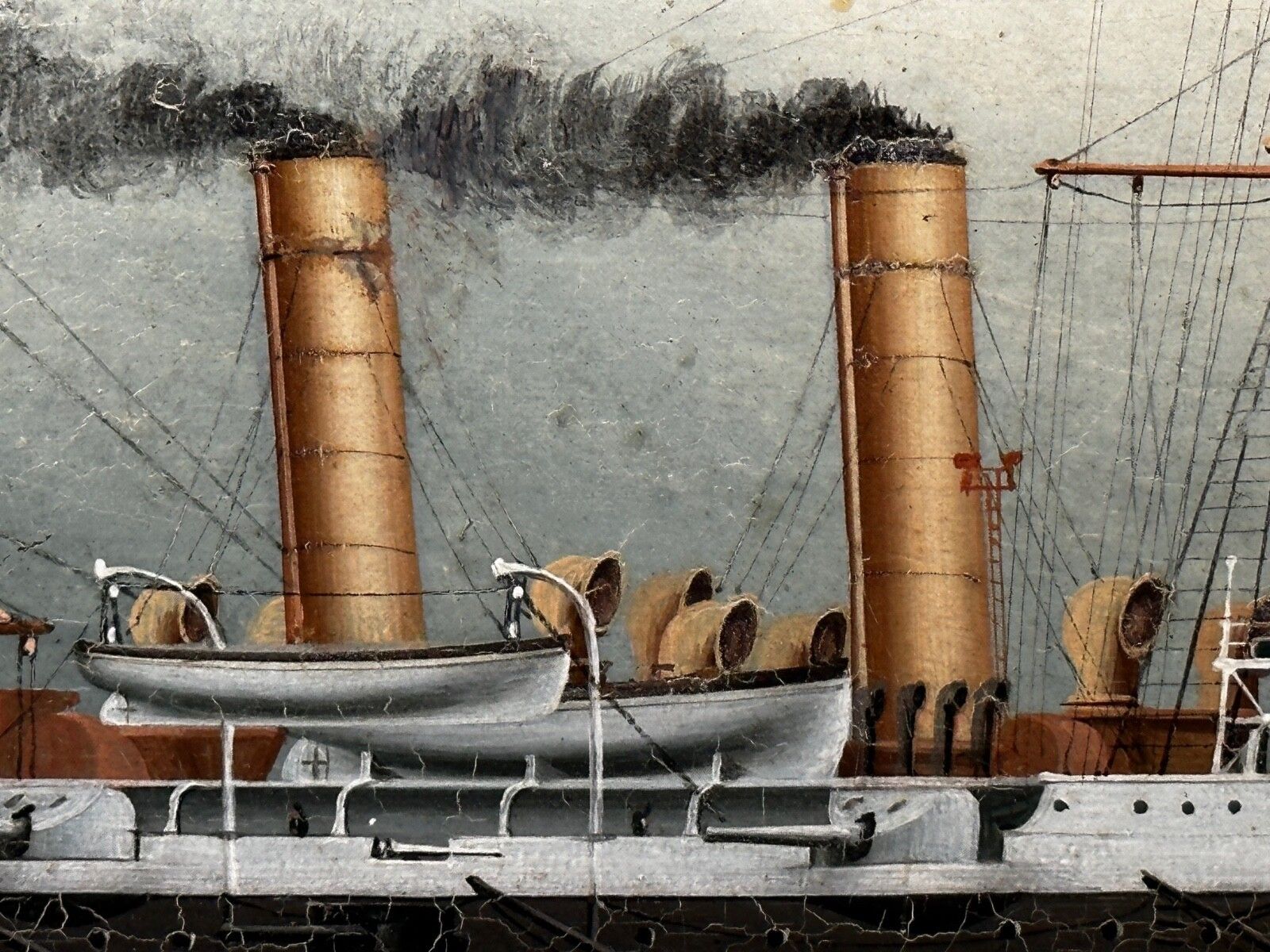 Art Early 20th Century Oil Painting Marine Ship Blake Class Cruiser Royal Navy Hms Blenheim photo
