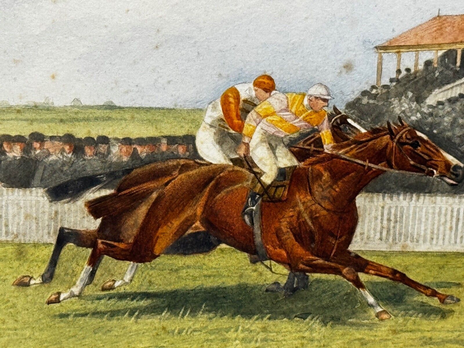 Art Equestrian Painting 2000 Guineas 1910 Neil Gow Wins At Newmarket By Issac Cullin photo
