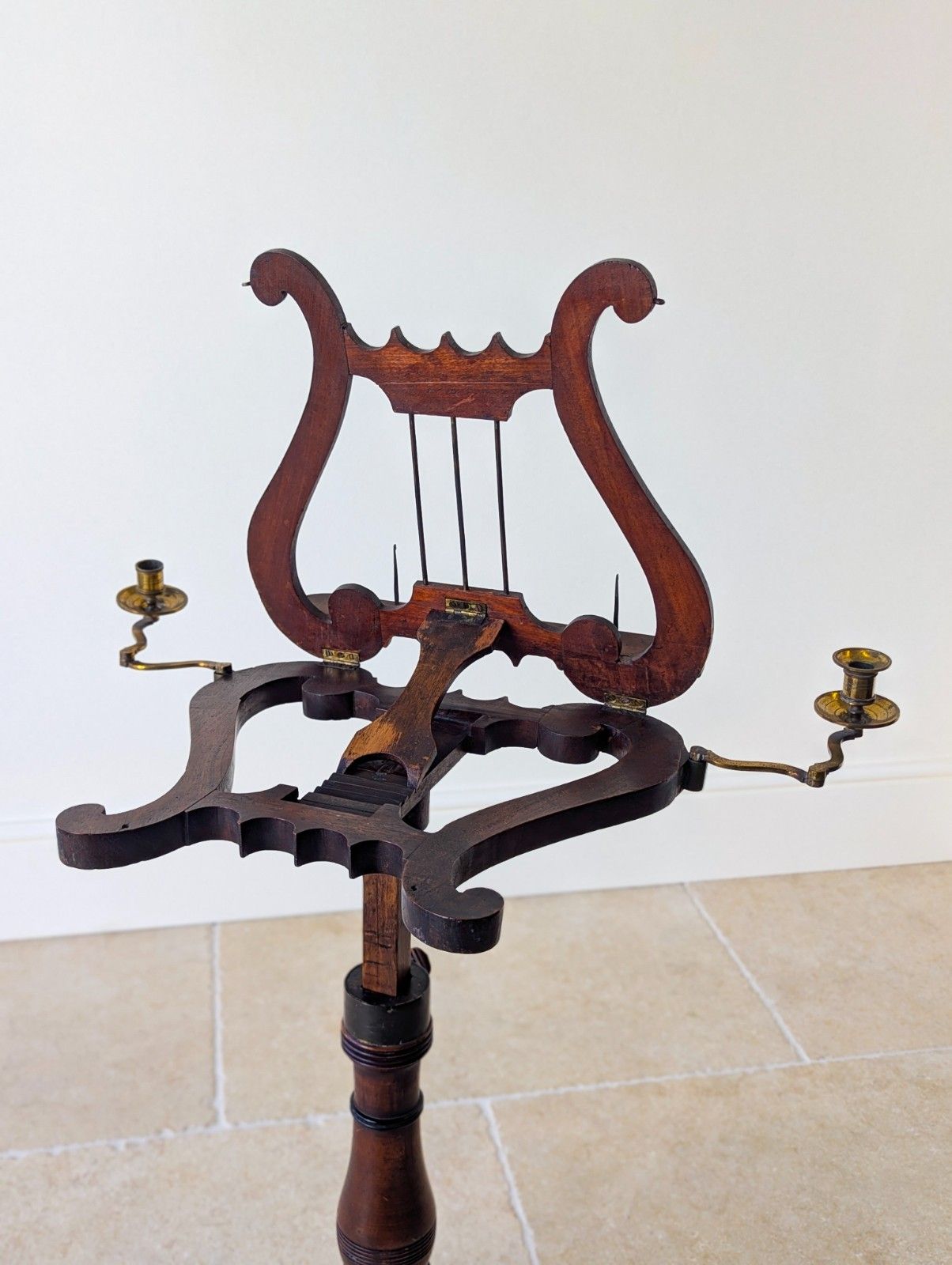 Antique William IV Mahogany Lyre Form Music Stand C.1830 photo Furniture