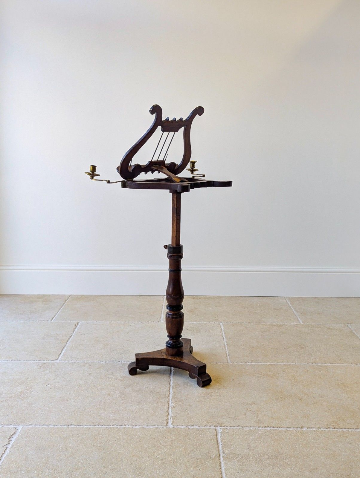 photo vintage Antique William IV Mahogany Lyre Form Music Stand C.1830