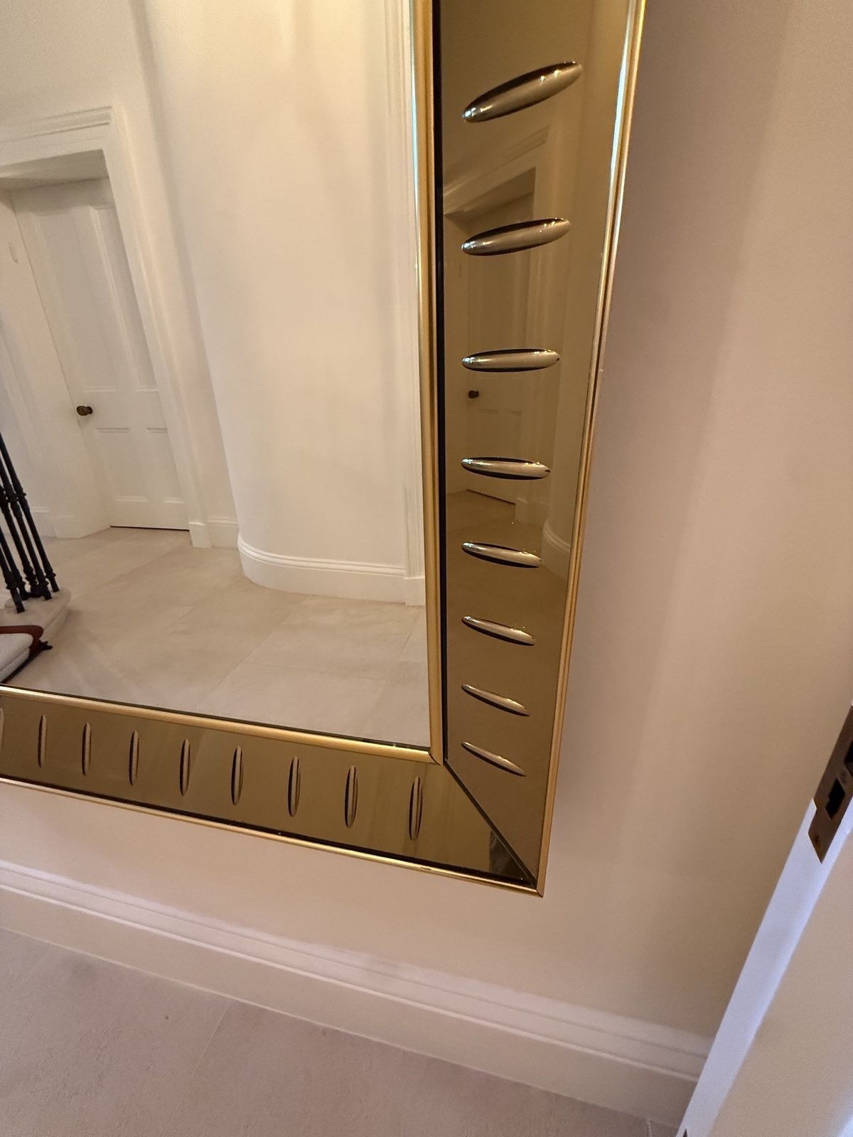Large 1960s Italian Brass & Smoked Glass Mirror – Hollywood Regency / Romeo Rega photo for sale
