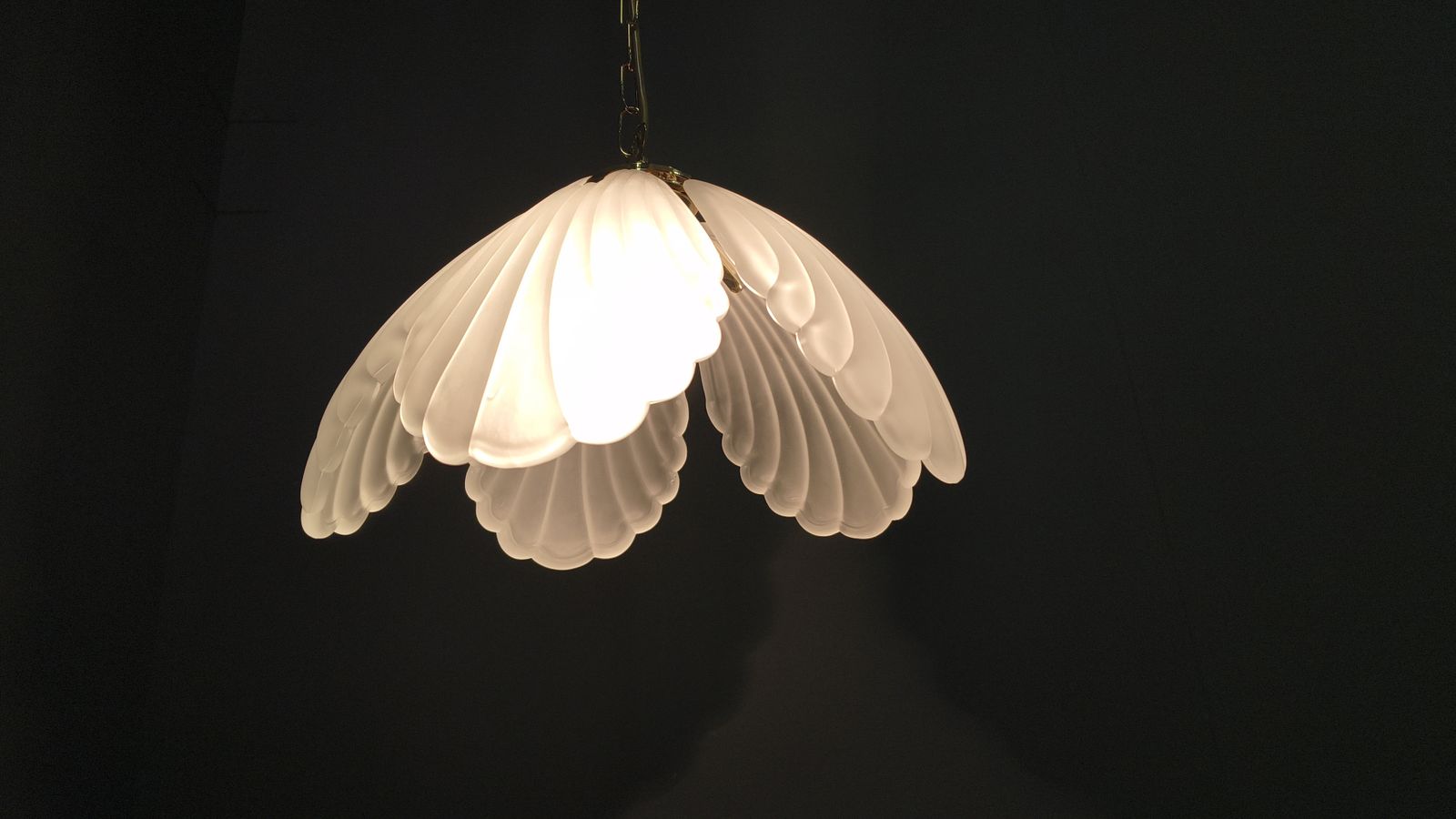 Vintage Italian Glass And Brass Chandelier, 1970s photo Lighting