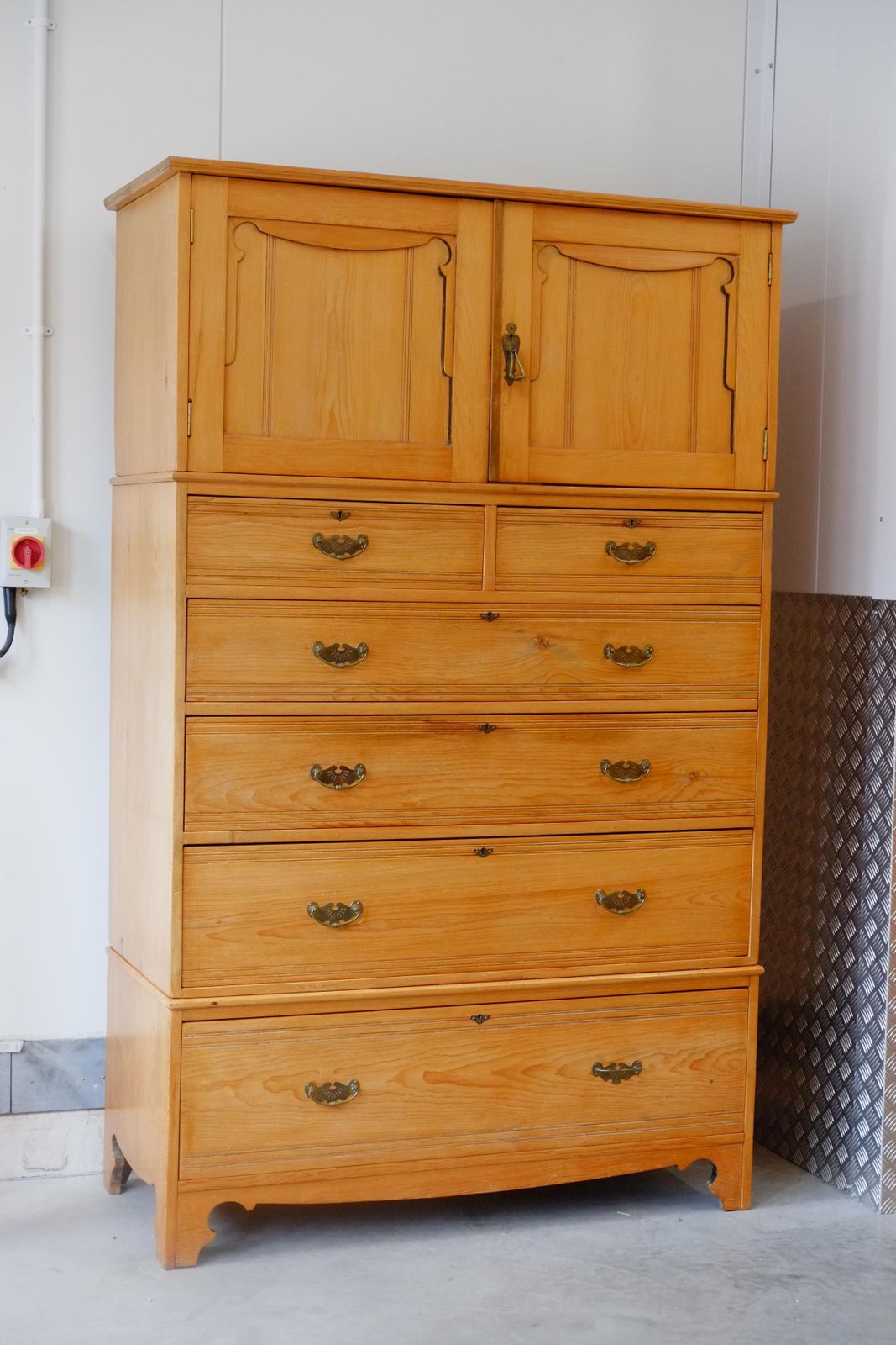 19th Century English Antique Pine Linen Press / Housekeeper's Cupboard. photo for sale