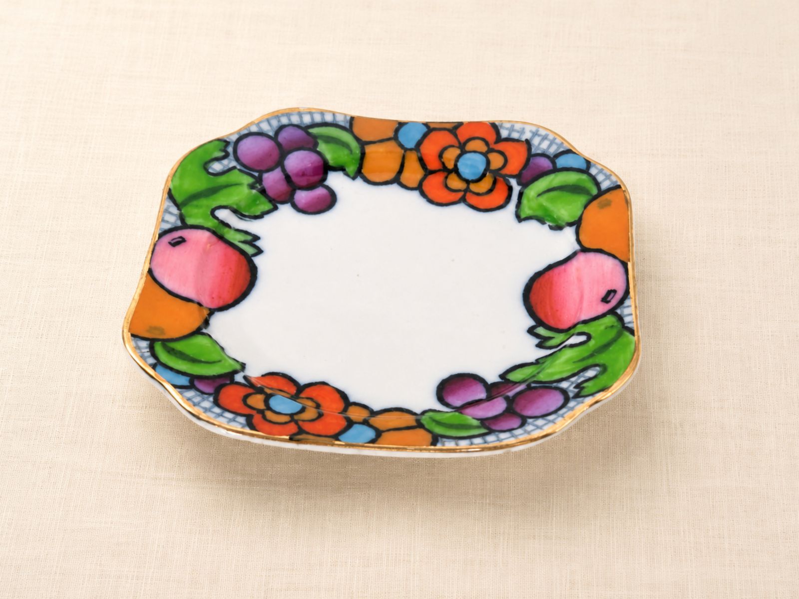 Zeldzaam Losol Ware Suntrae art deco bloemenbord van Keeling & Co photo vinterior
