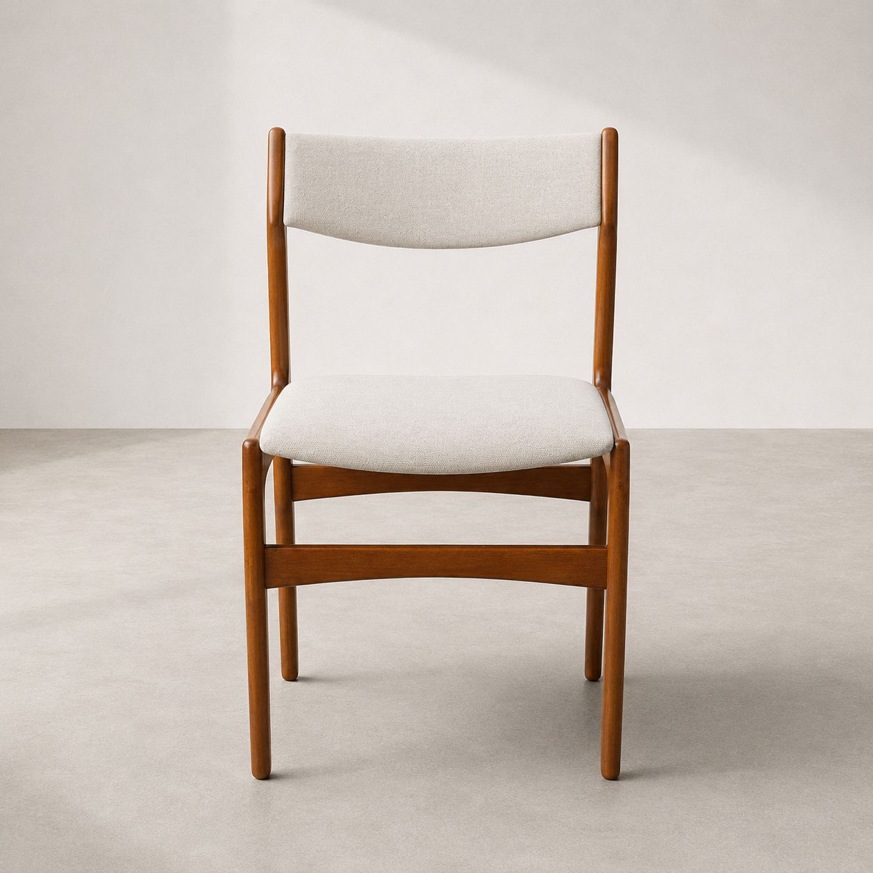 Set Of 8 Danish Mid Century Modern Dining Chairs By Erik Buch | Cream Upholstery | Scandinavian Design | Mcm Furniture photo for sale