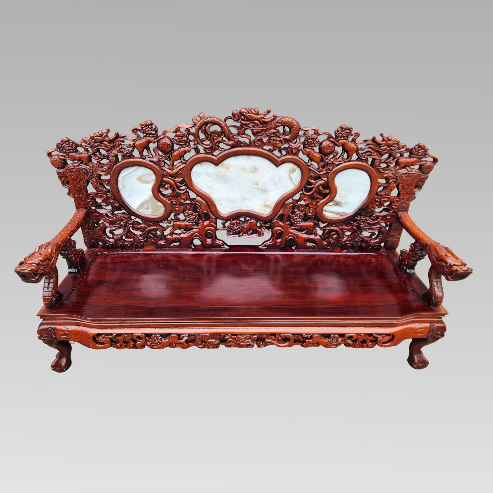 photo buy Exceptional Chinese Dragon Oriental Hall Bench Or Settle Rosewood Suite, Dining Armchairs