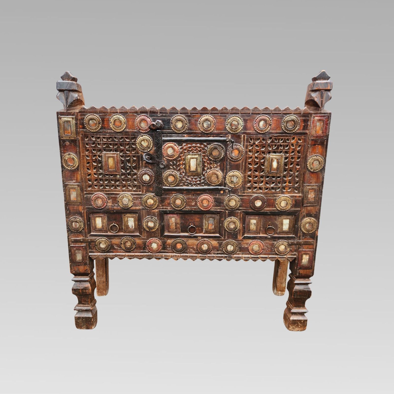 Fabulous Antique Indian Damchiya Carved Teak Dowry Chest Storage photo furniture
