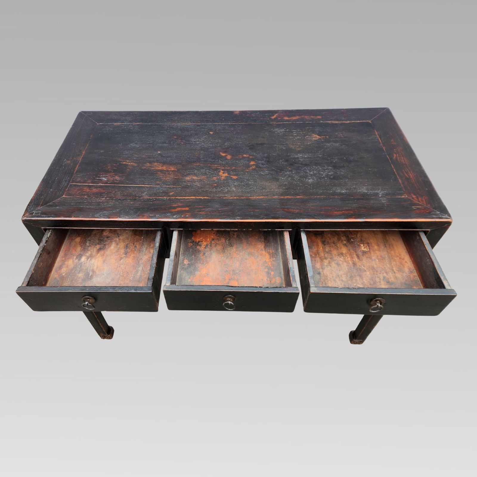 Excellent 19th Century Oriental Chinese Black Lacquer & Elm Scholars Desk photo 995.0