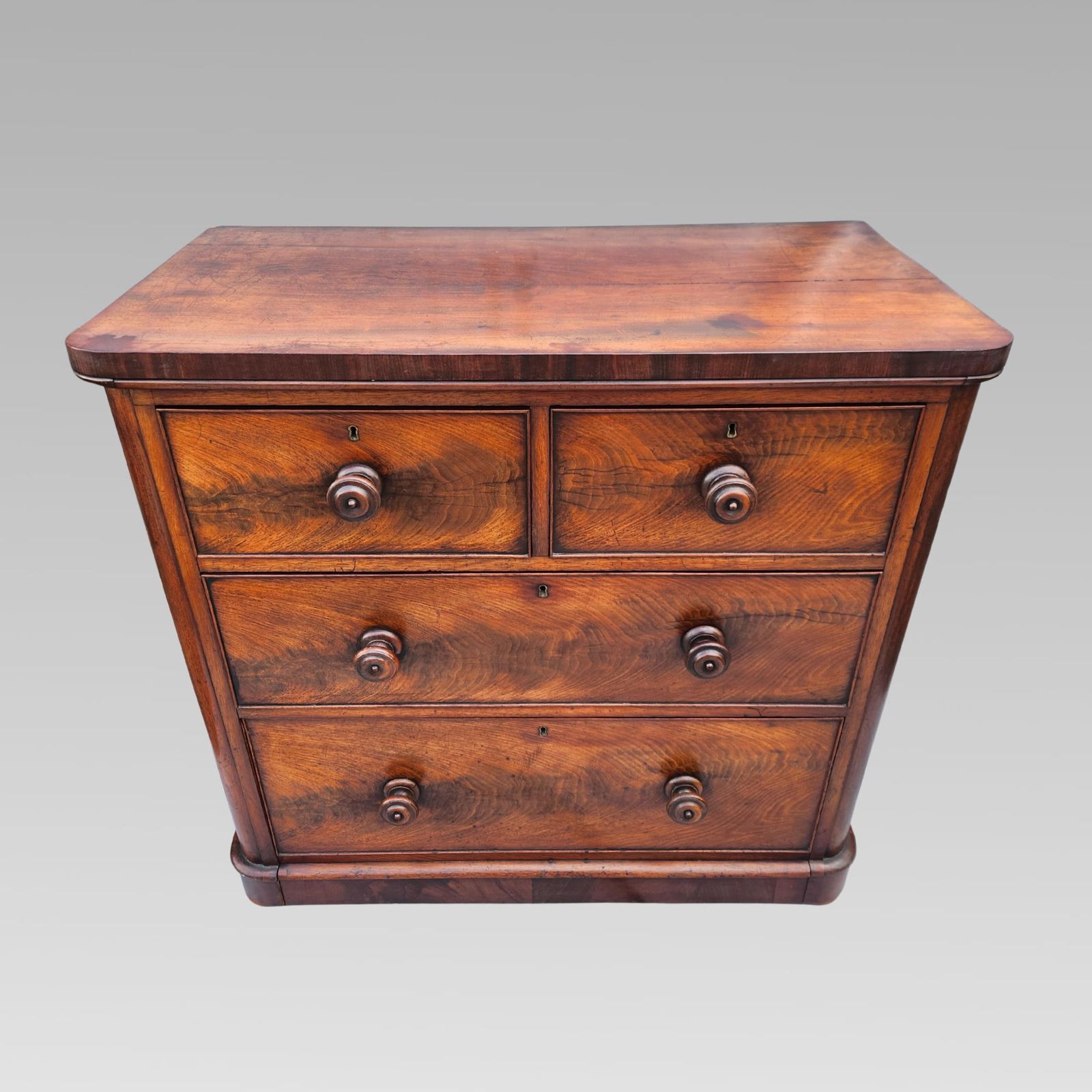 Fabulous Victorian Mahogany Chest Of Drawers W/ Turned Knob Handles photo for sale