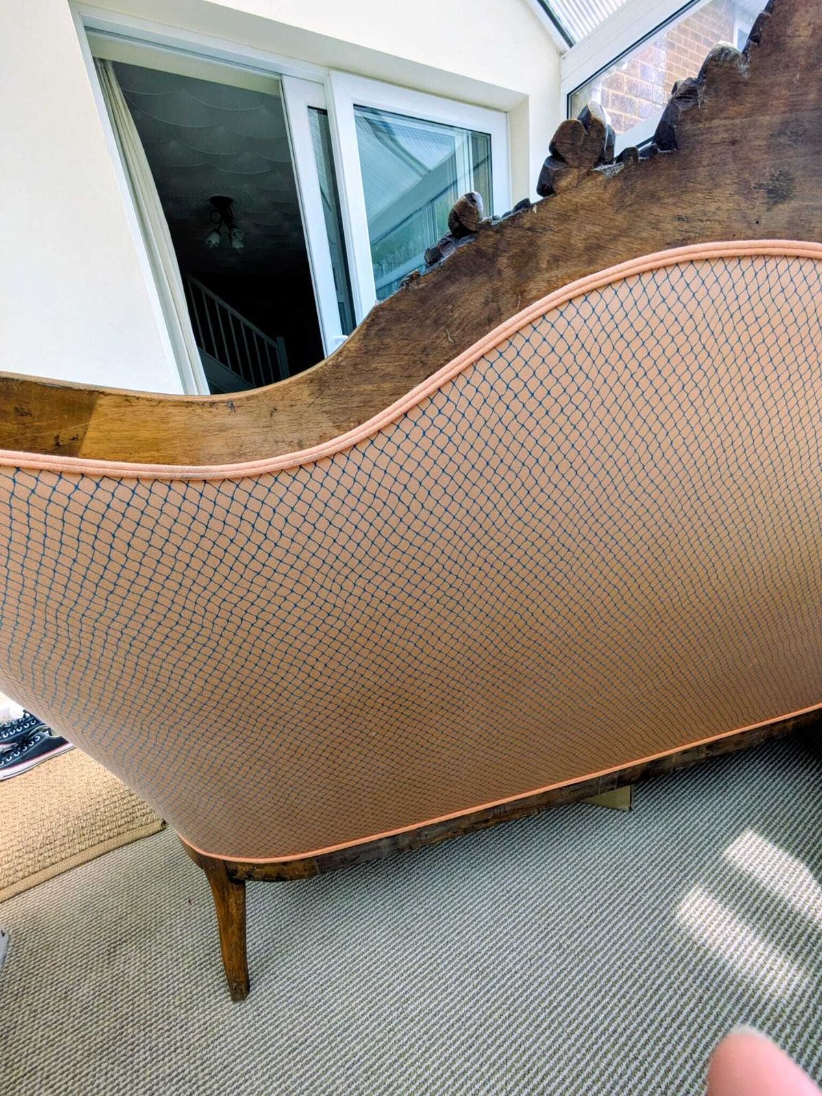 2  Authentic French Antique Canapé (Sofa) – Professionally Reupholstered In Jean Paul Gaultier Fabric photo furniture